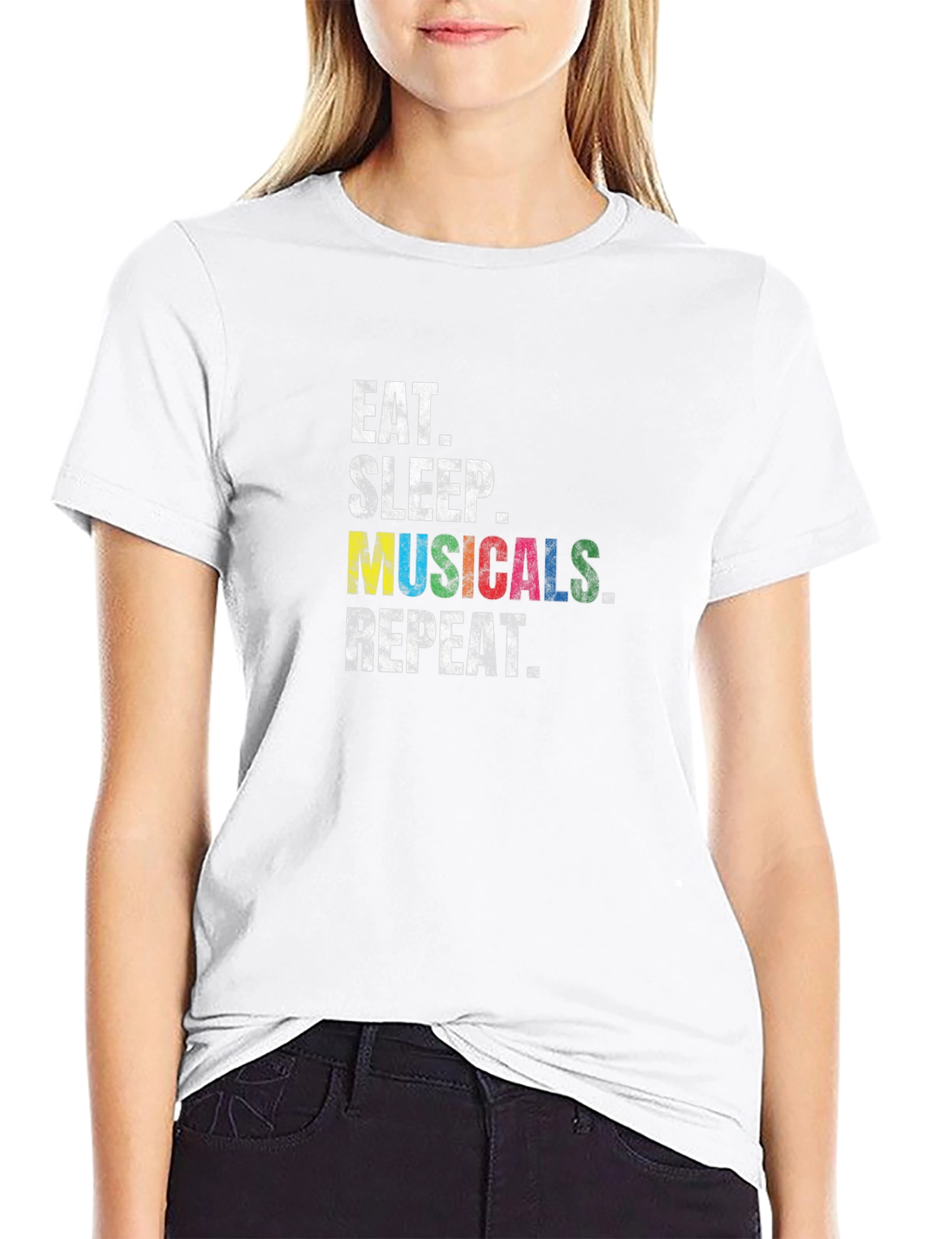 Eat Sleep Musicals Repeat Black T-Shirt
