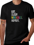 Eat Sleep Musicals Repeat Black T-Shirt