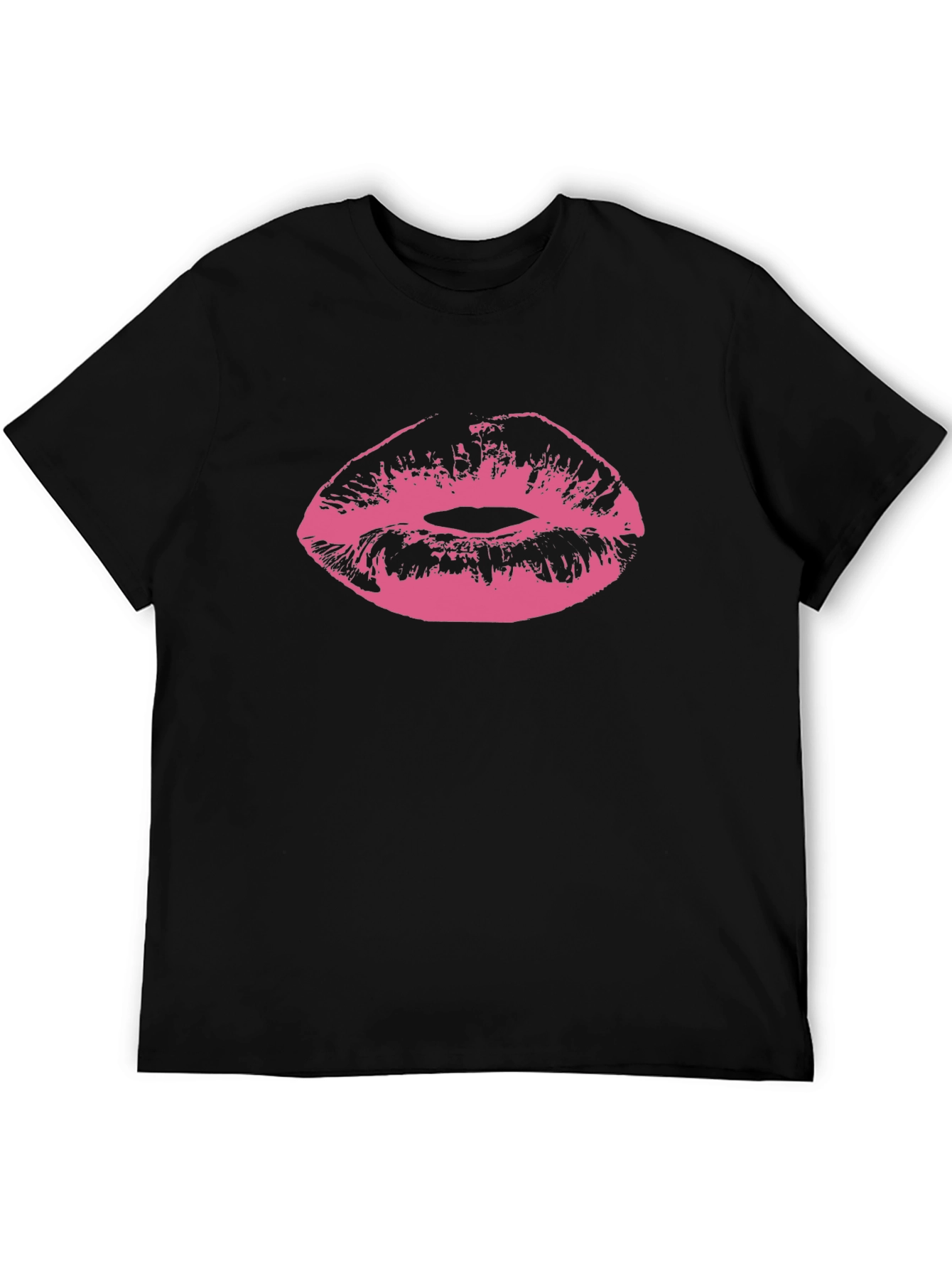 Kiss Print Black Tee - Graphic Lips T-Shirt