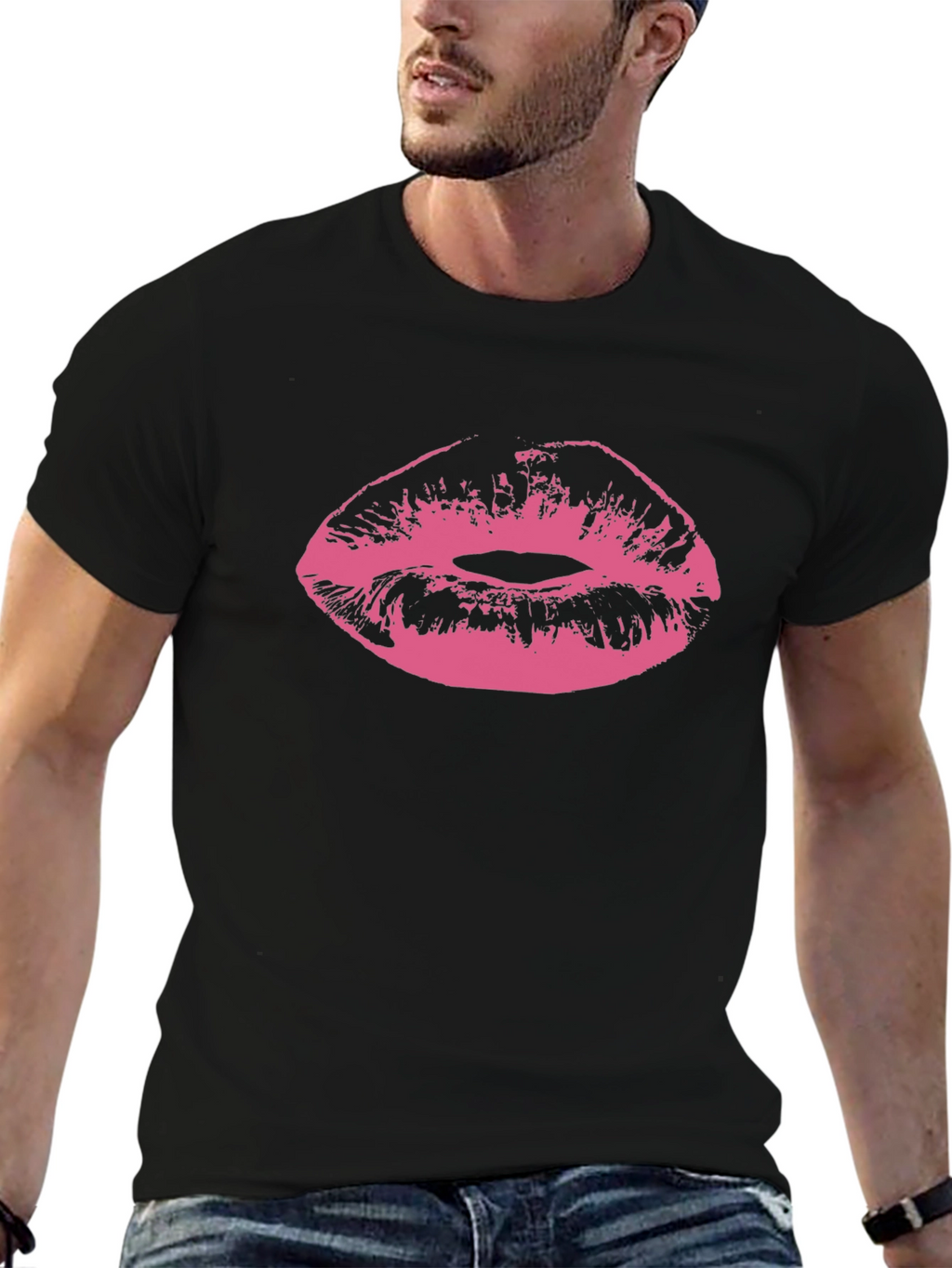 Kiss Print Black Tee - Graphic Lips T-Shirt