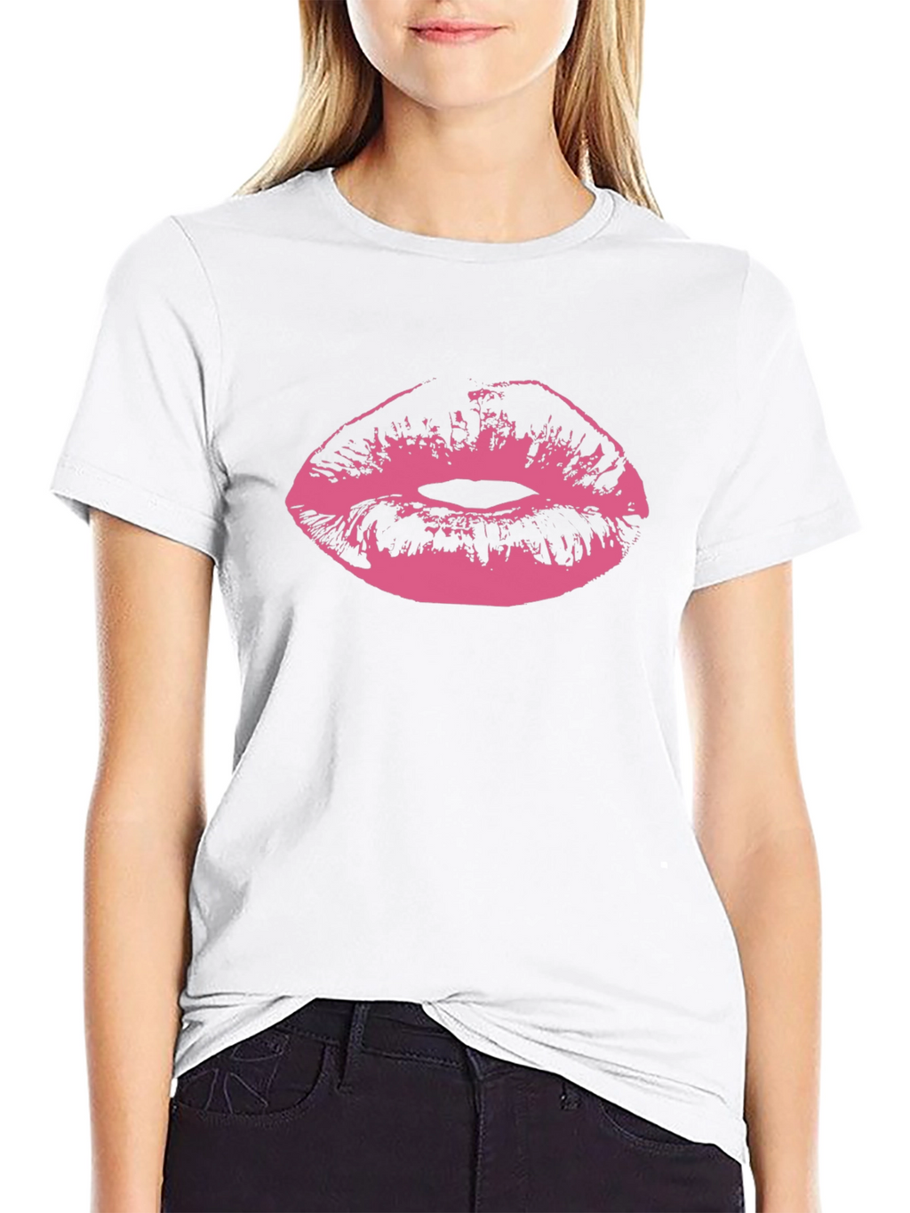 Kiss Print Black Tee - Graphic Lips T-Shirt