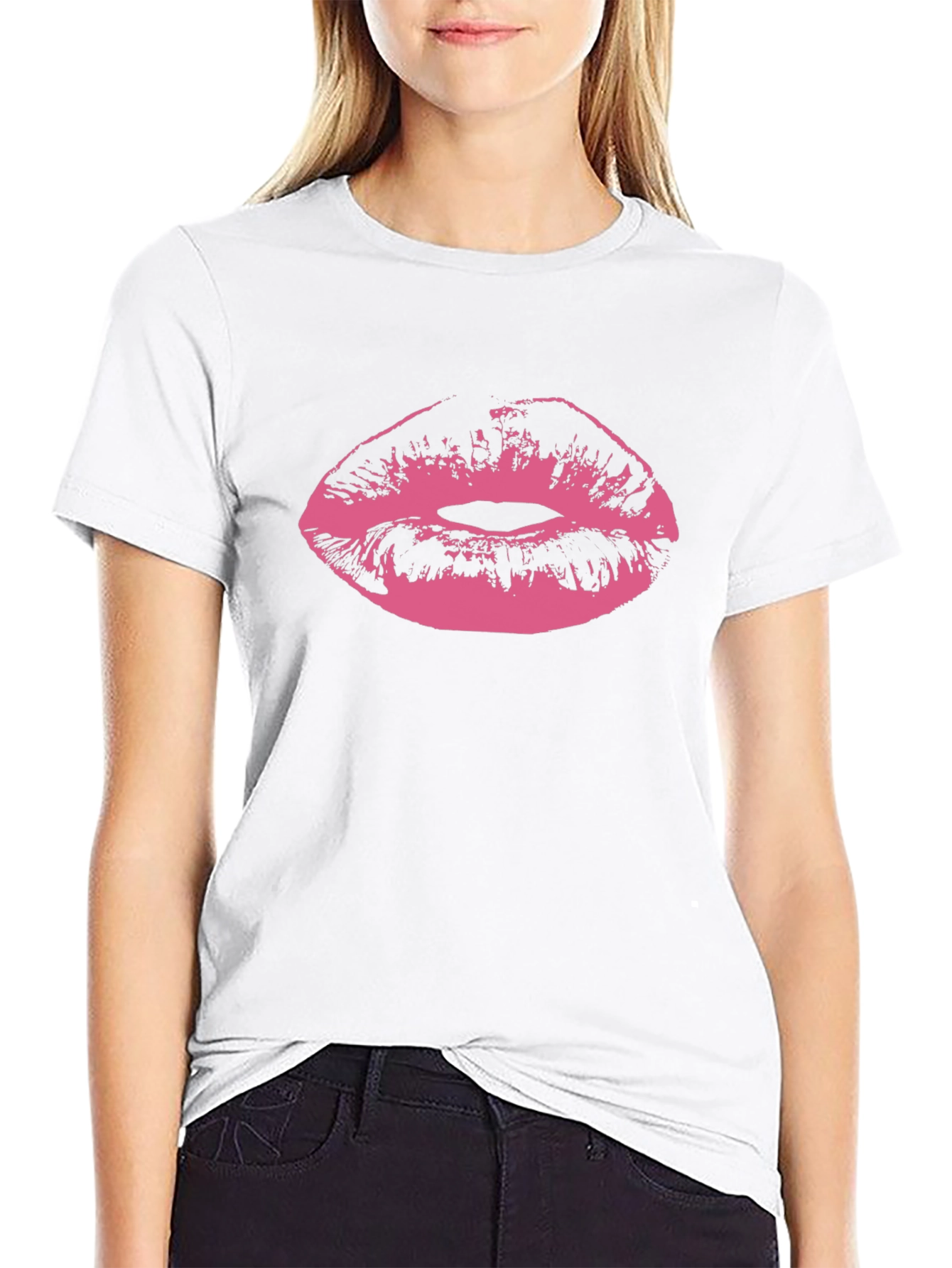 Kiss Print Black Tee - Graphic Lips T-Shirt