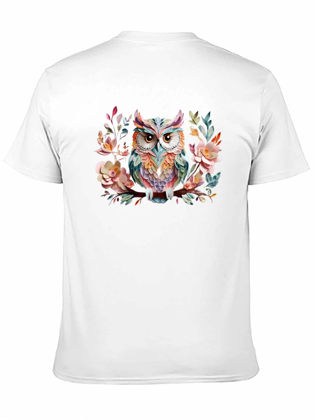 Floral Owl Graphic Black T-Shirt