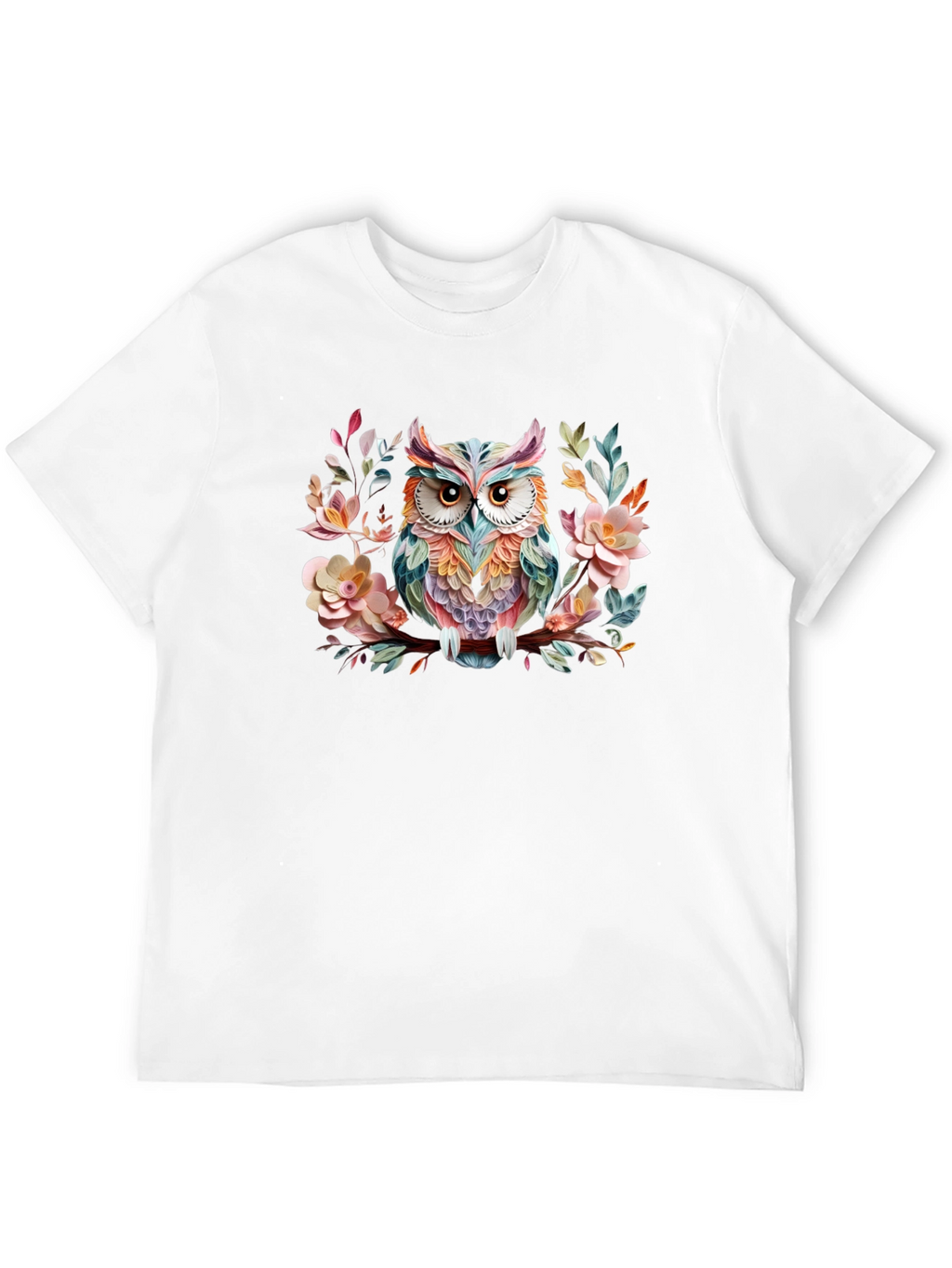 Floral Owl Graphic Black T-Shirt
