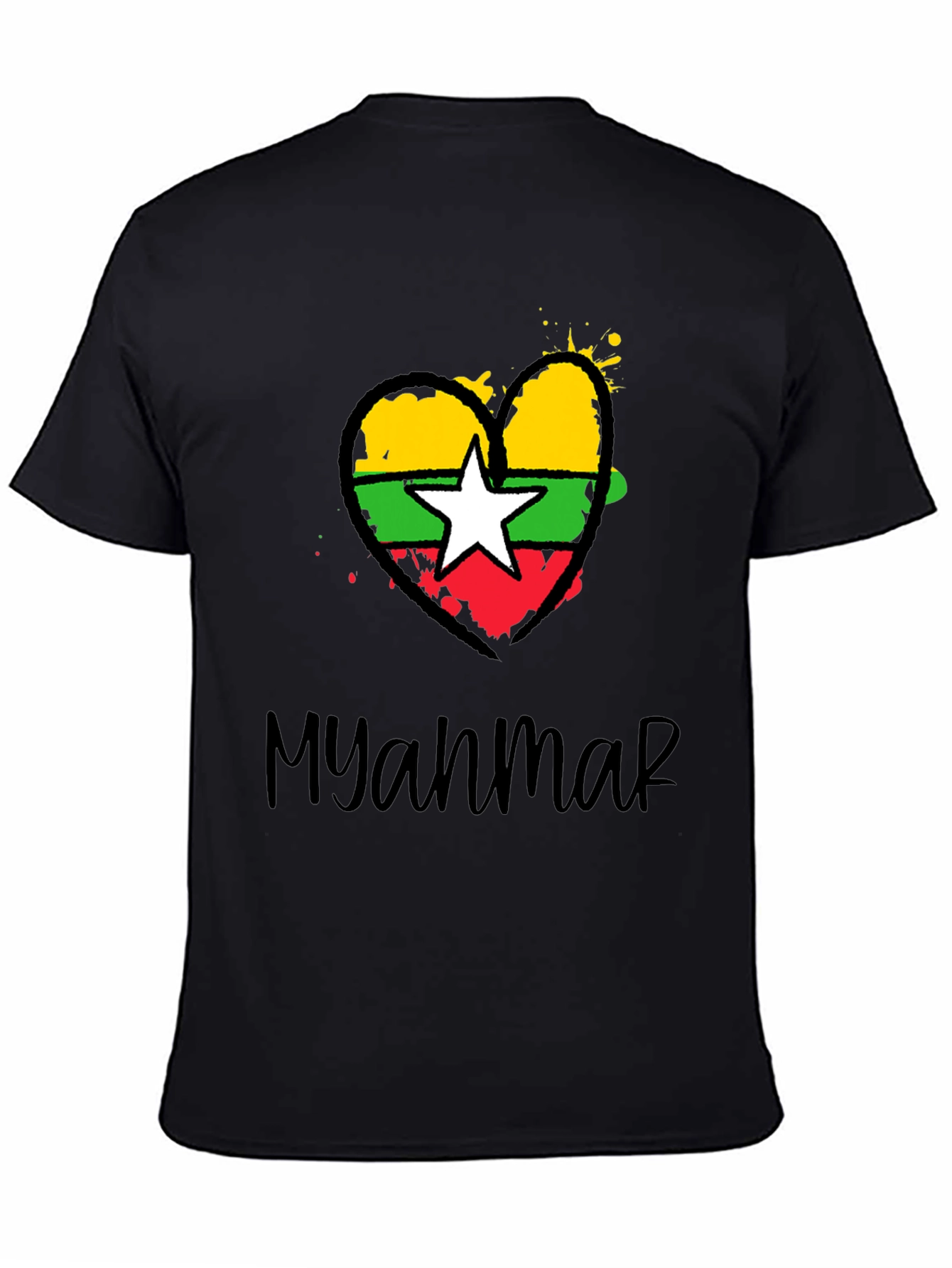Myanmar Flag Heart T-Shirt - Stylish Graphic Tee