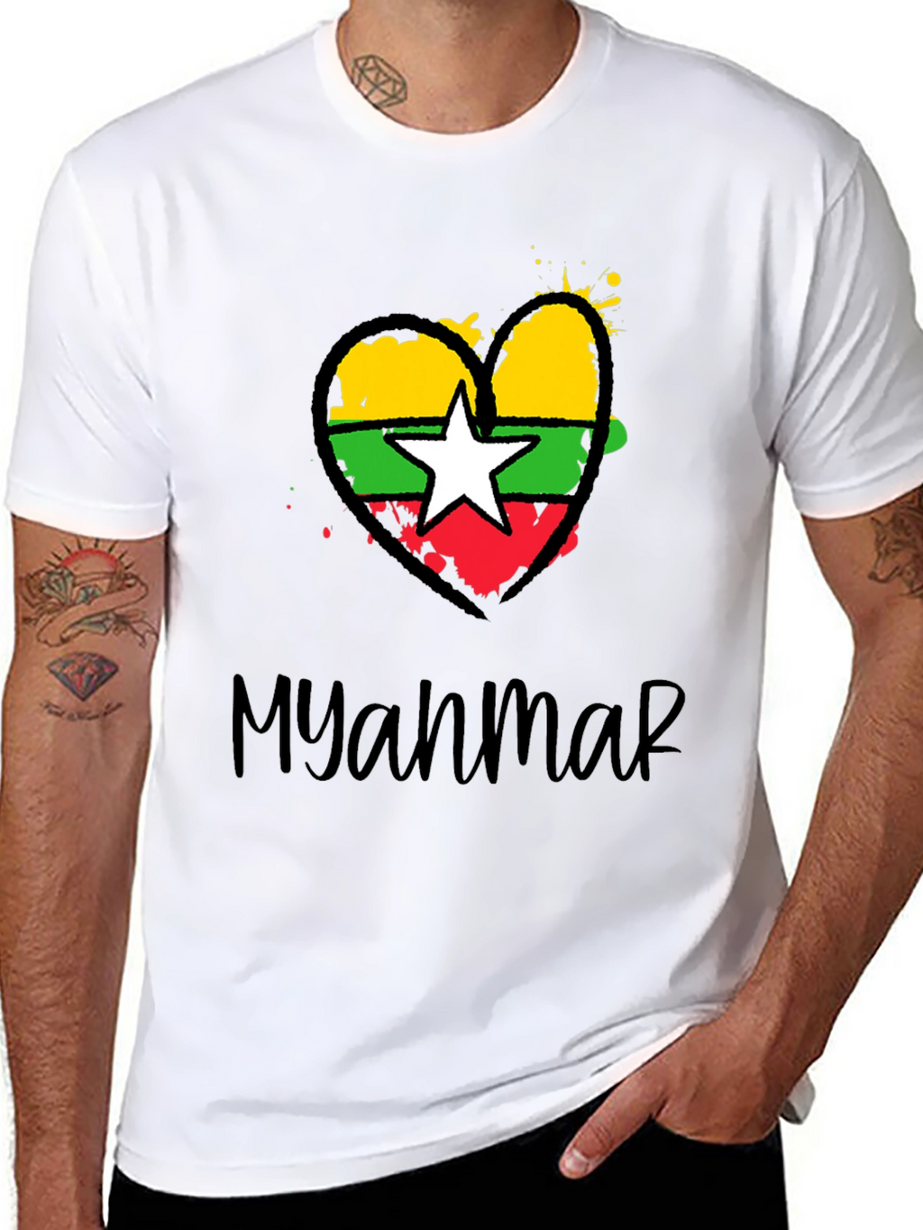 Myanmar Flag Heart T-Shirt - Stylish Graphic Tee