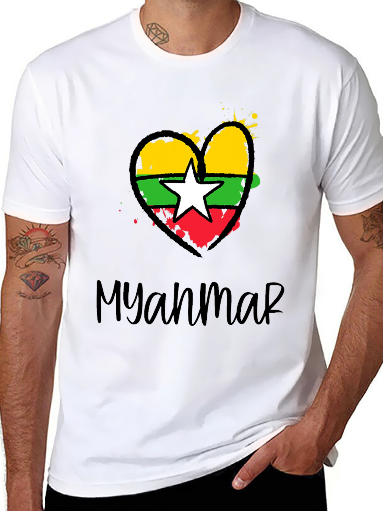 Myanmar Flag Heart T-Shirt - Stylish Graphic Tee