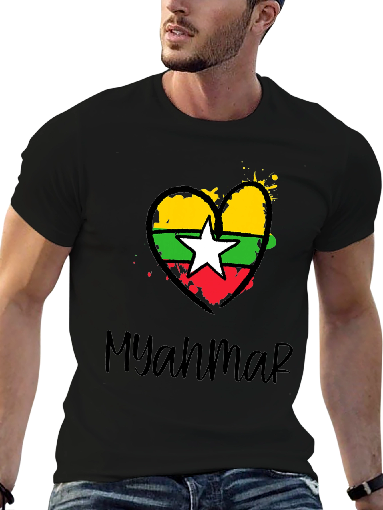 Myanmar Flag Heart T-Shirt - Stylish Graphic Tee