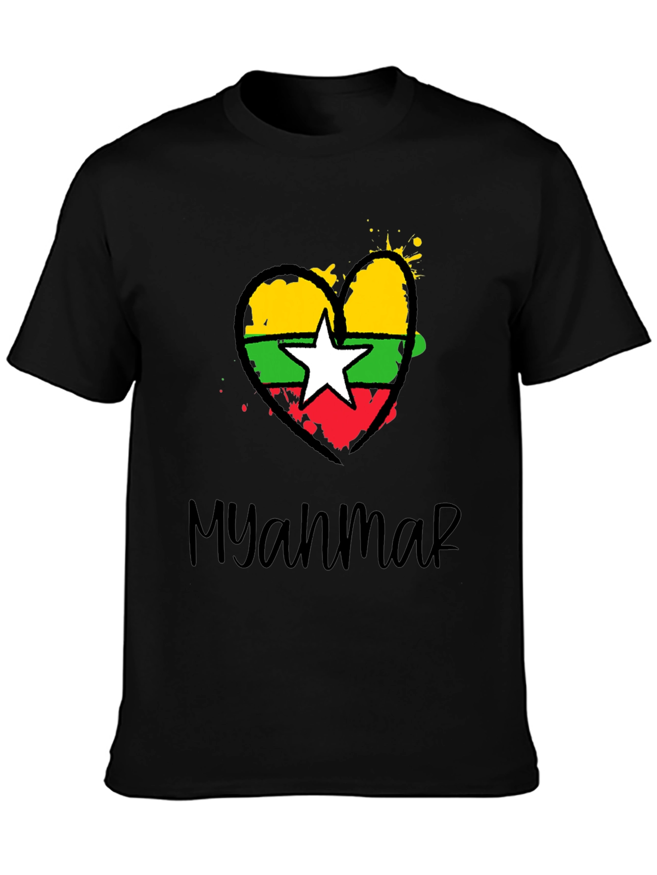 Myanmar Flag Heart T-Shirt - Stylish Graphic Tee