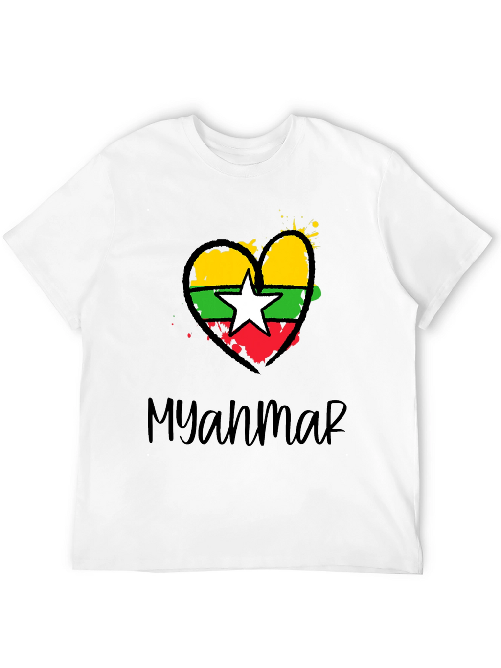 Myanmar Flag Heart T-Shirt - Stylish Graphic Tee