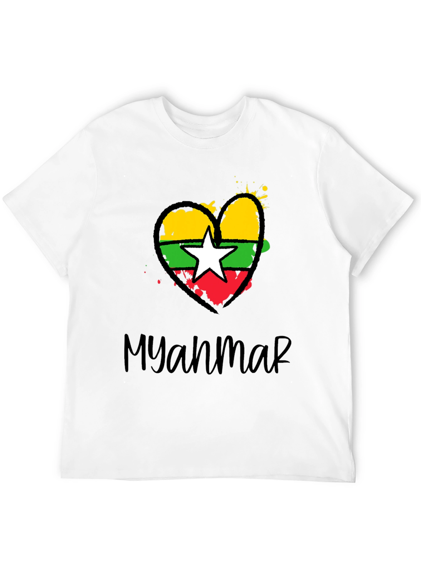 Myanmar Flag Heart T-Shirt - Stylish Graphic Tee