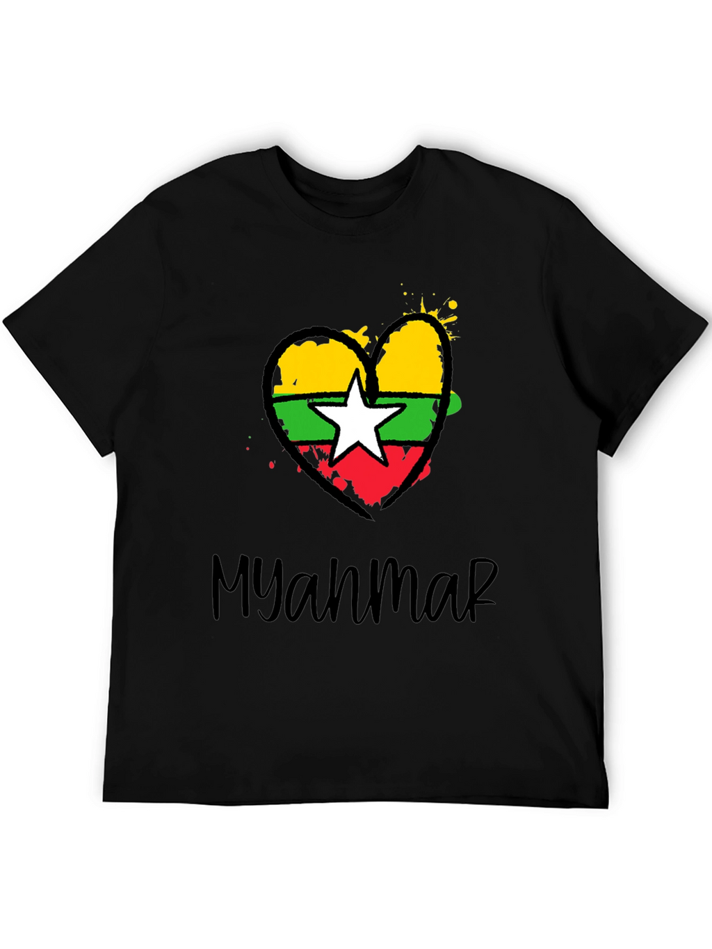 Myanmar Flag Heart T-Shirt - Stylish Graphic Tee