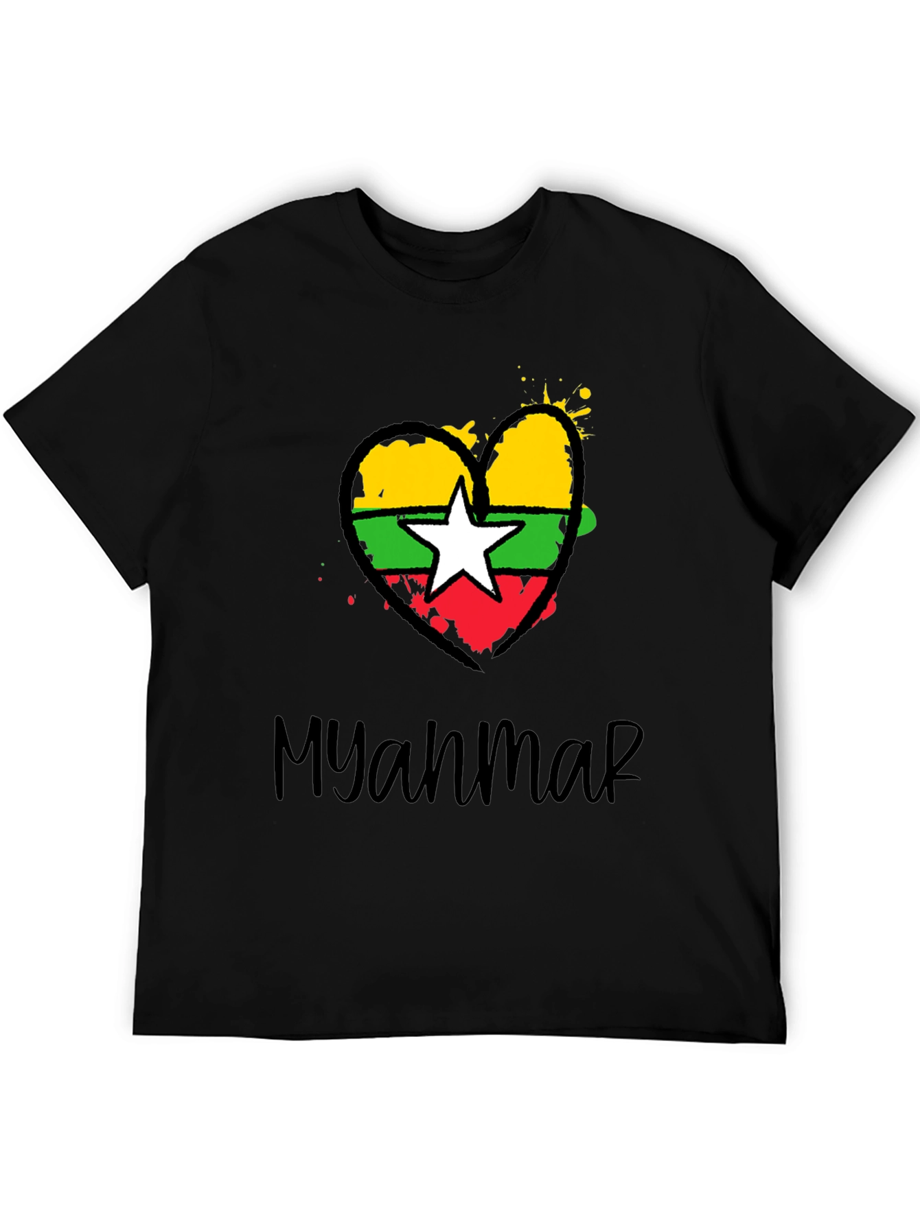 Myanmar Flag Heart T-Shirt - Stylish Graphic Tee
