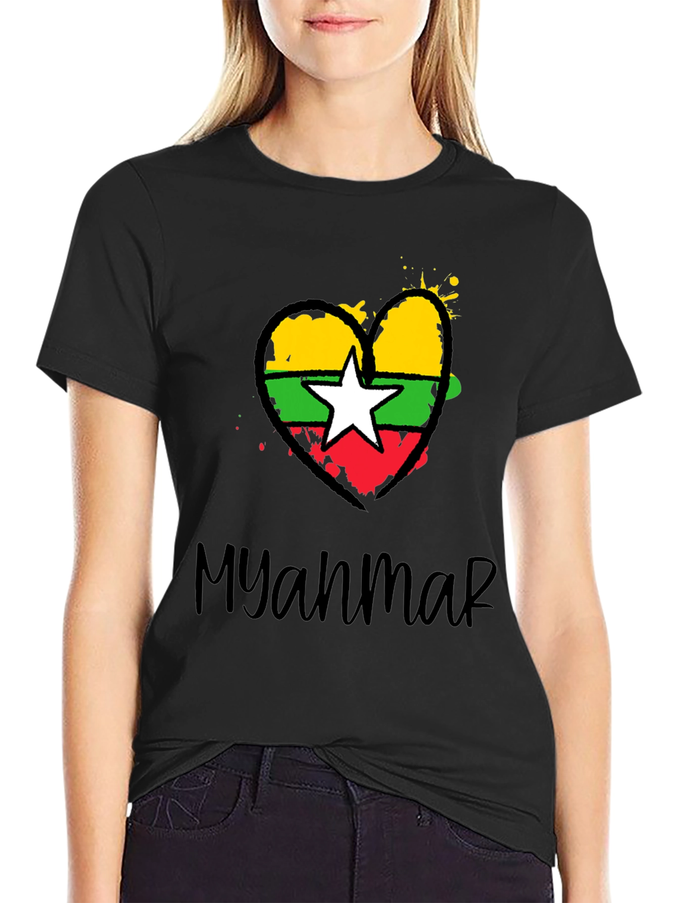 Myanmar Flag Heart T-Shirt - Stylish Graphic Tee