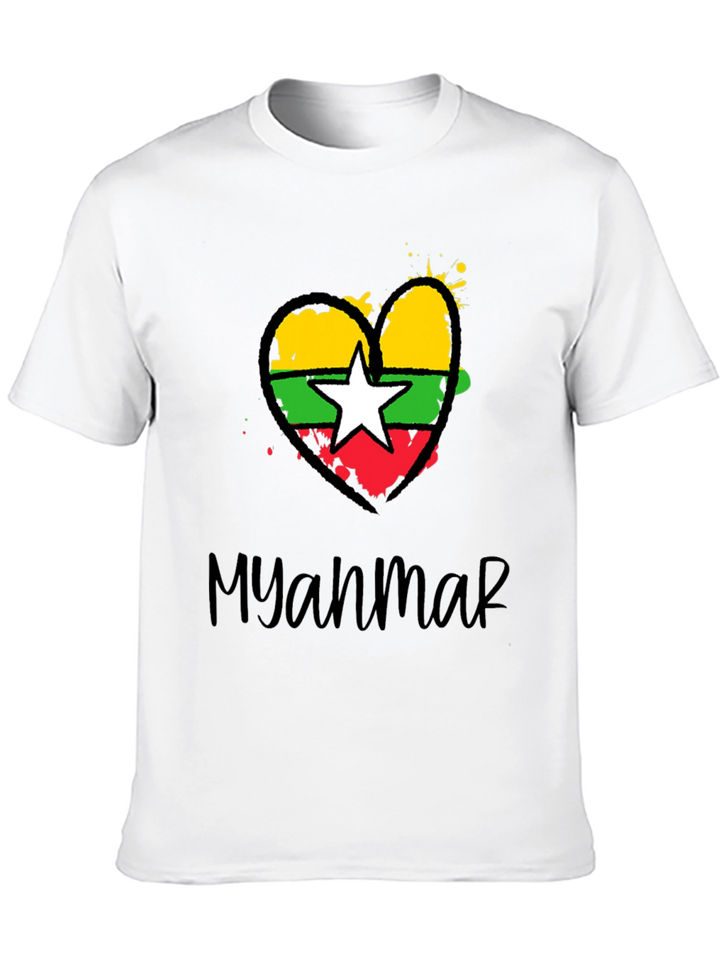 Myanmar Flag Heart T-Shirt - Stylish Graphic Tee