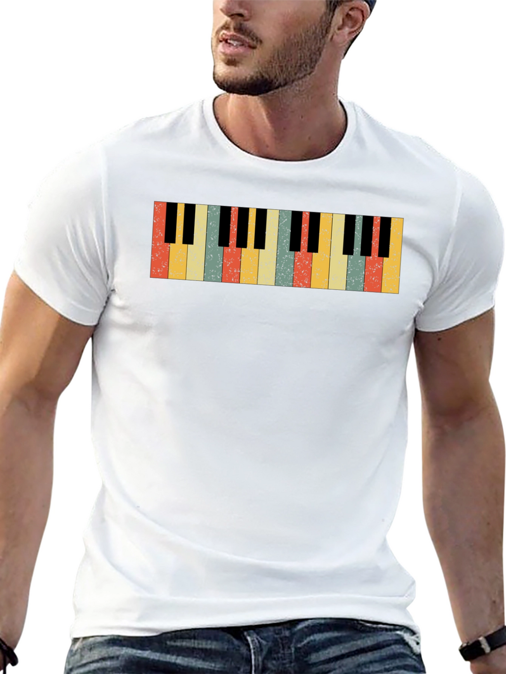 Retro Piano Keys Graphic T-Shirt