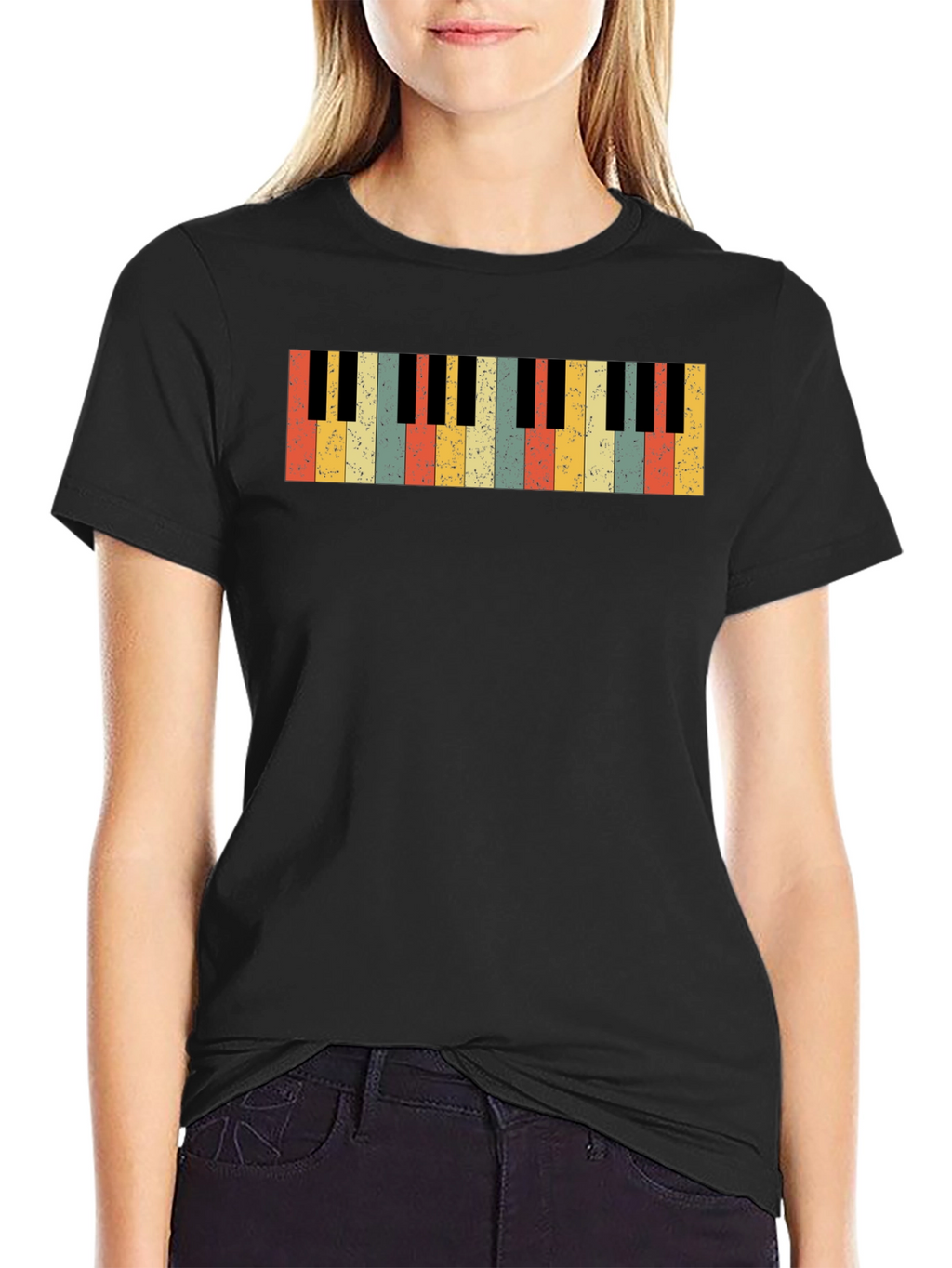 Retro Piano Keys Graphic T-Shirt