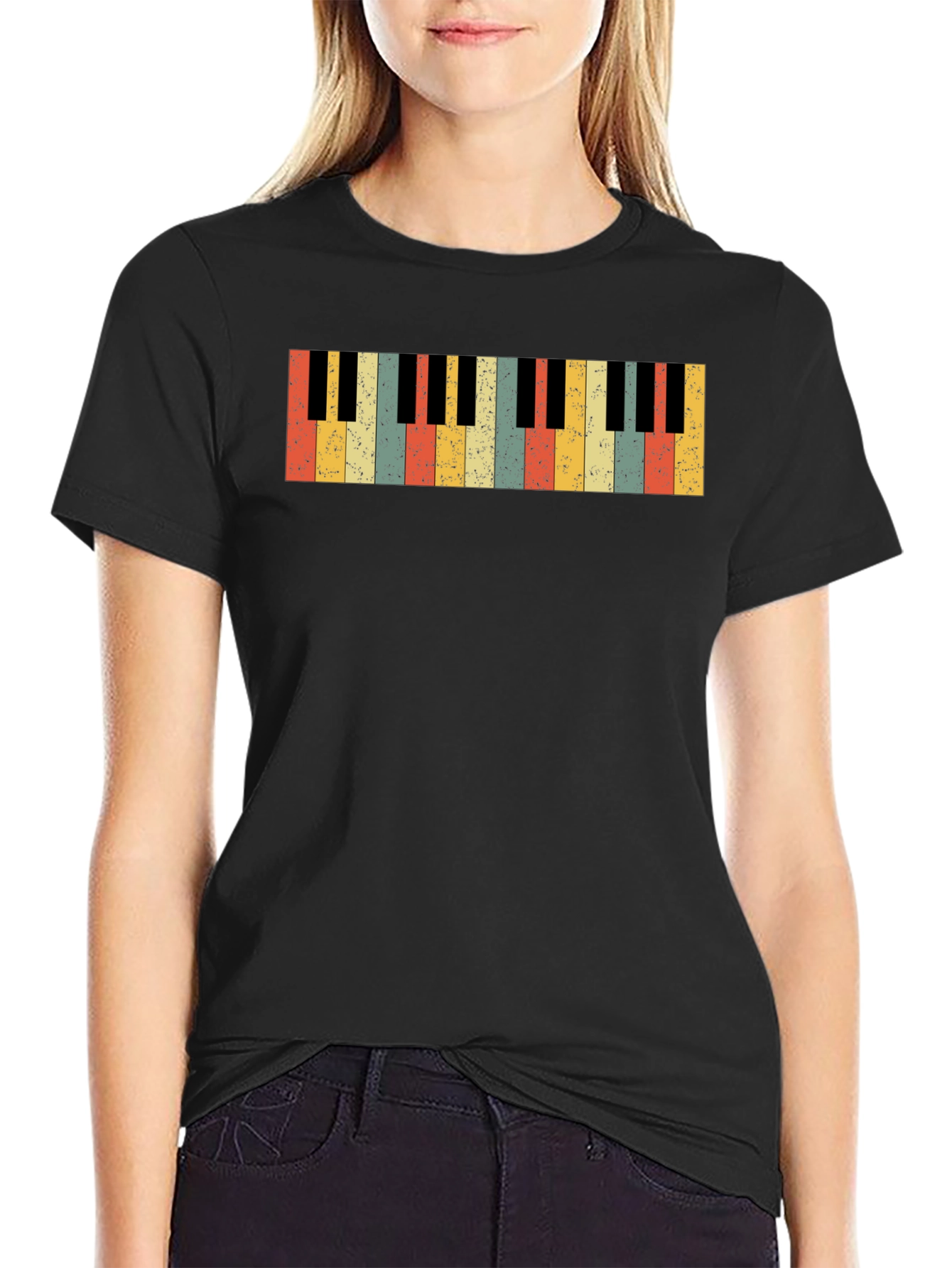 Retro Piano Keys Graphic T-Shirt