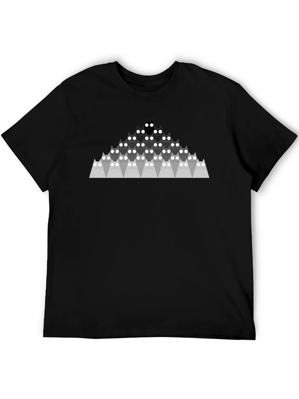 Geometric Cat Pyramid Black T-Shirt