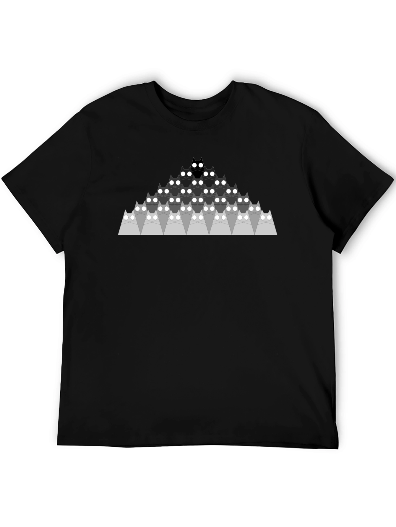 Geometric Cat Pyramid Black T-Shirt