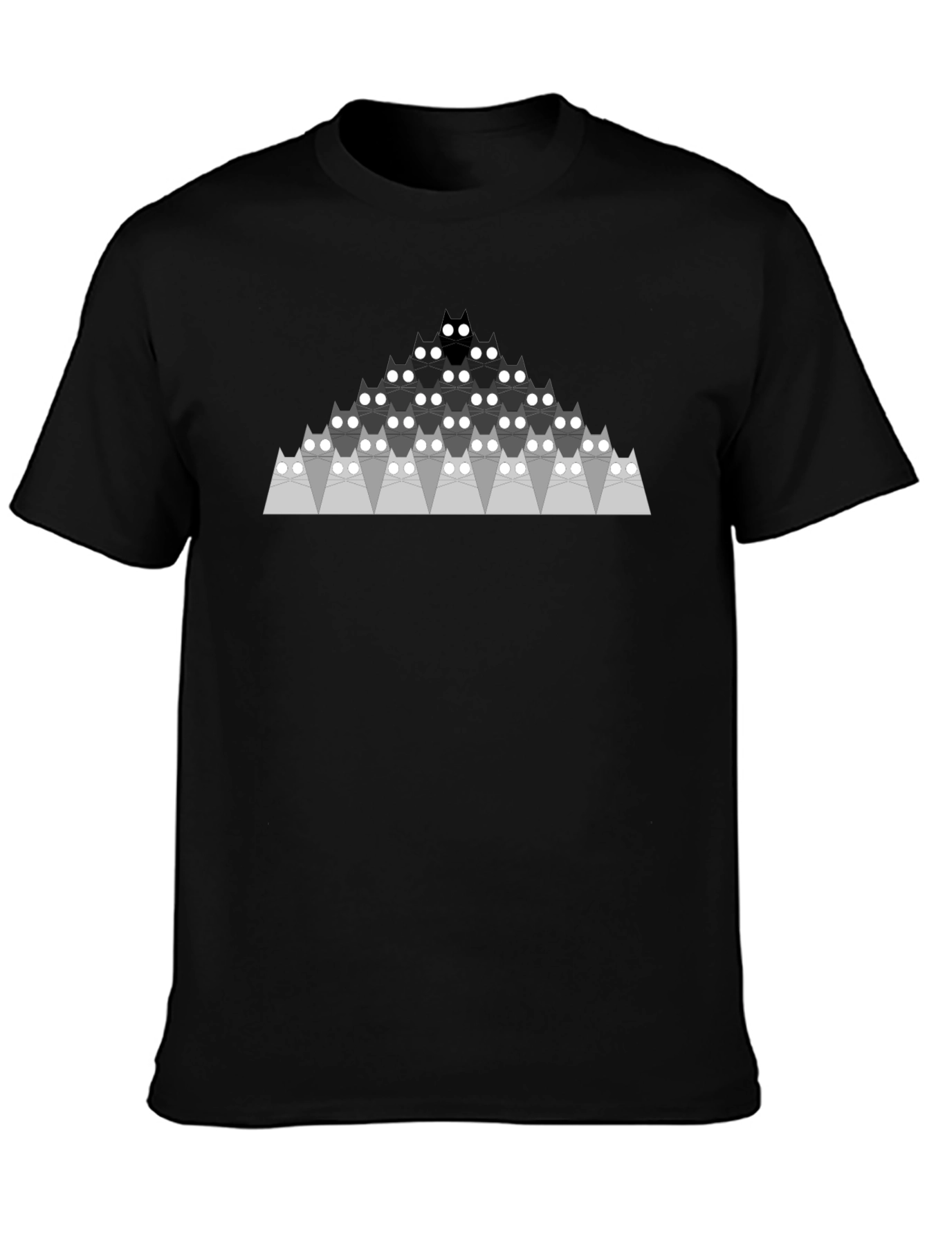 Geometric Cat Pyramid Black T-Shirt