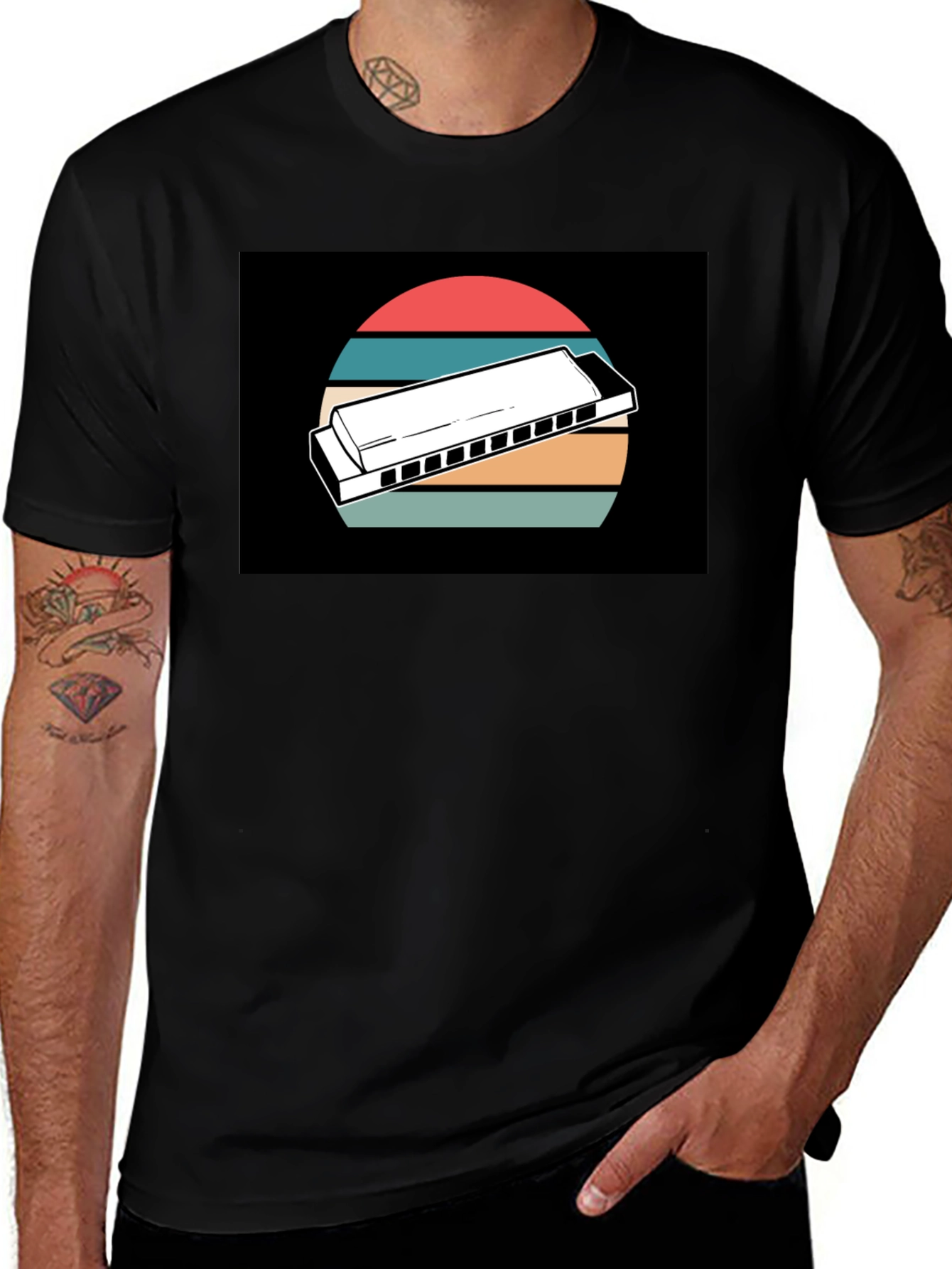Retro Harmonica Music T-Shirt