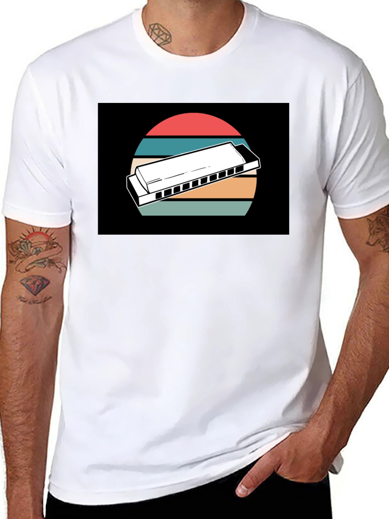 Retro Harmonica Music T-Shirt