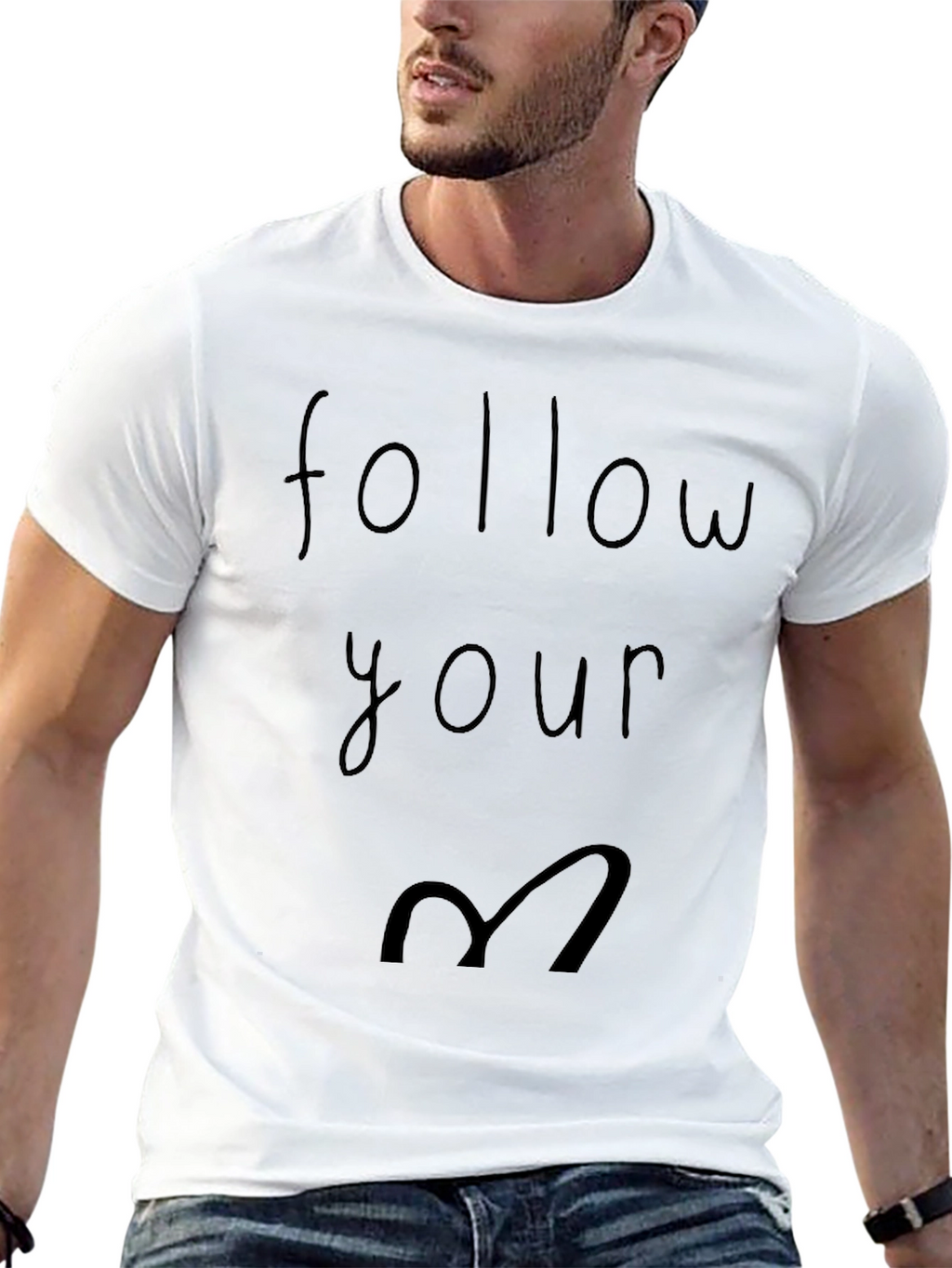 Follow Your Heart Graphic Tee - Casual Black T-Shirt