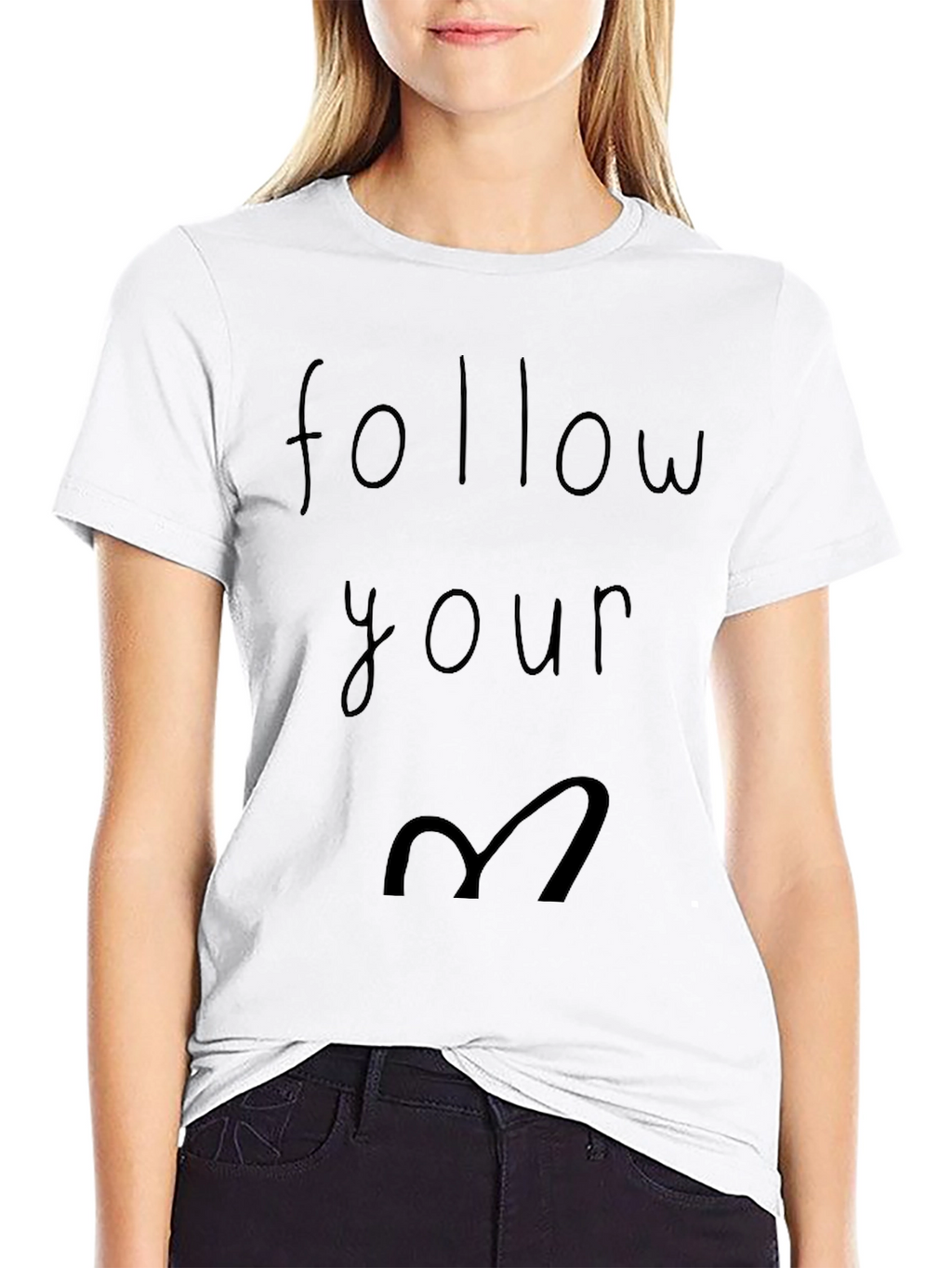 Follow Your Heart Graphic Tee - Casual Black T-Shirt