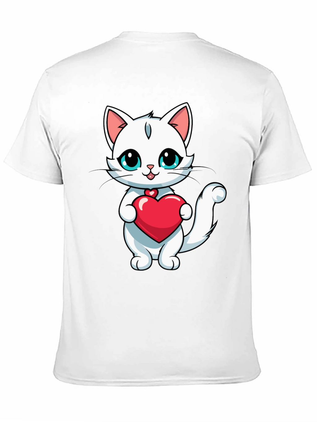 Cute Cat Heart T-Shirt - Black