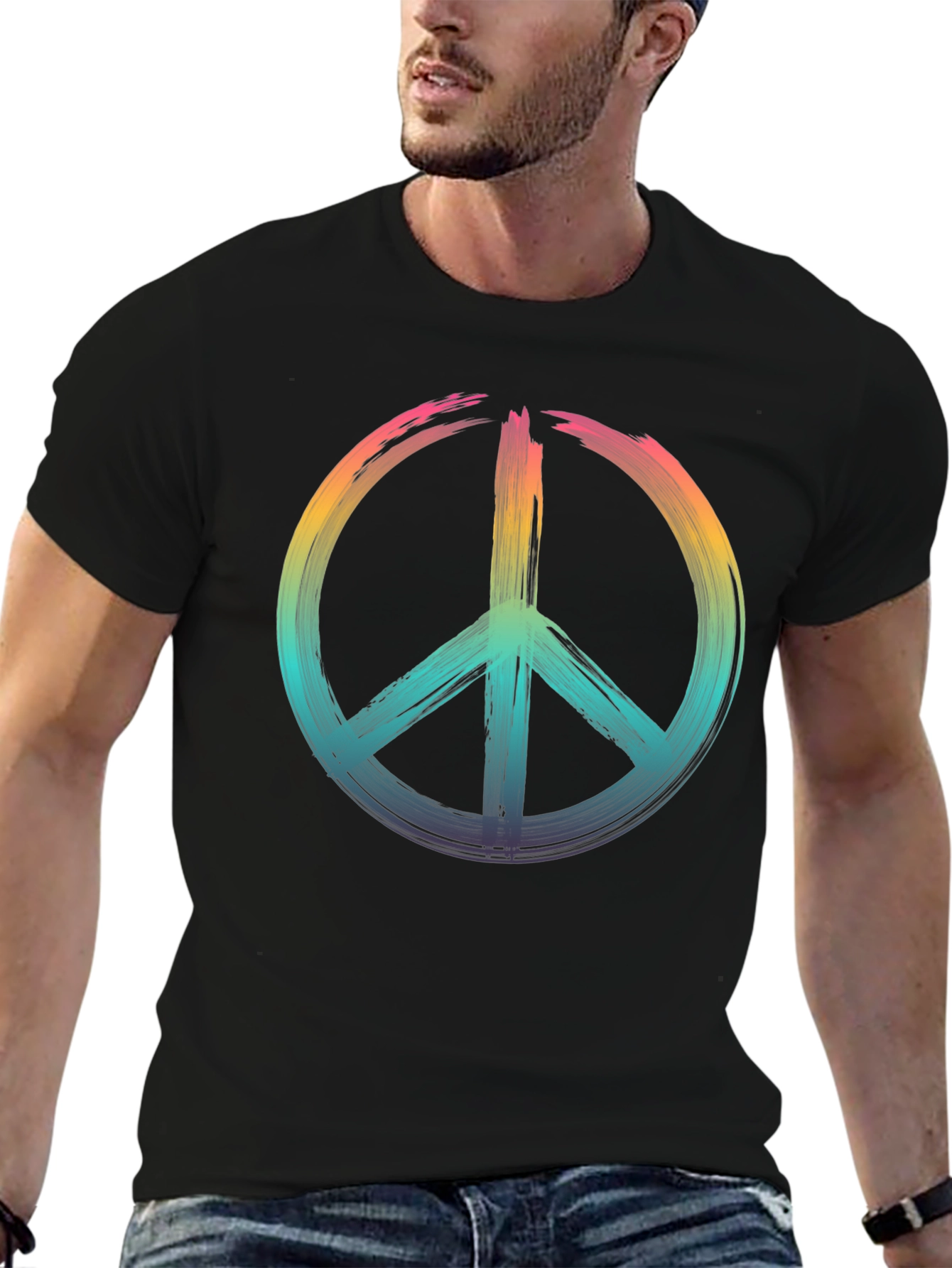 Peace Sign Rainbow T-Shirt - Soft Cotton Blend