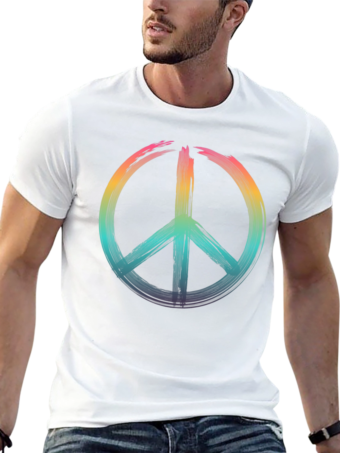 Peace Sign Rainbow T-Shirt - Soft Cotton Blend
