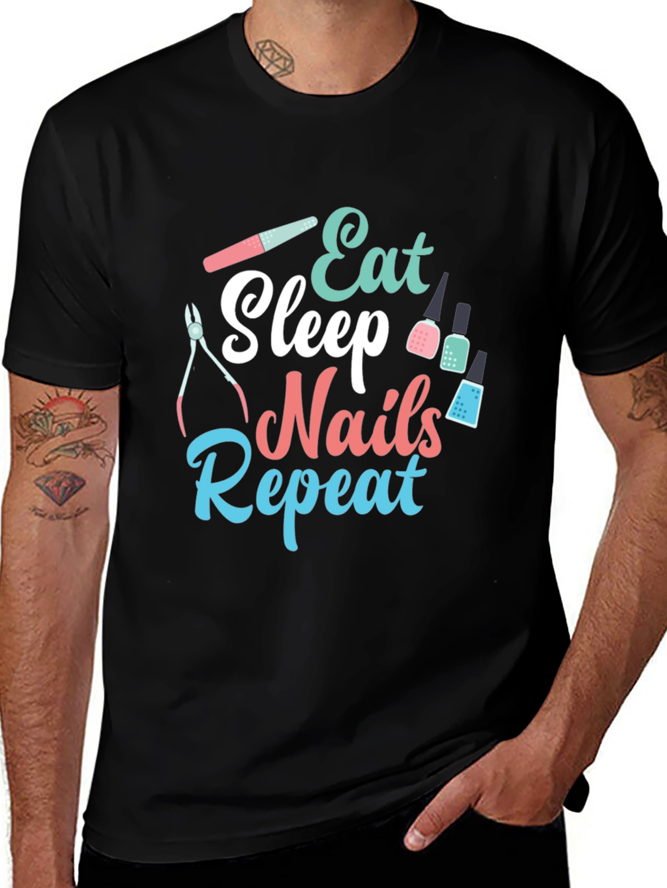 Eat Sleep Nails Repeat Graphic Tee
