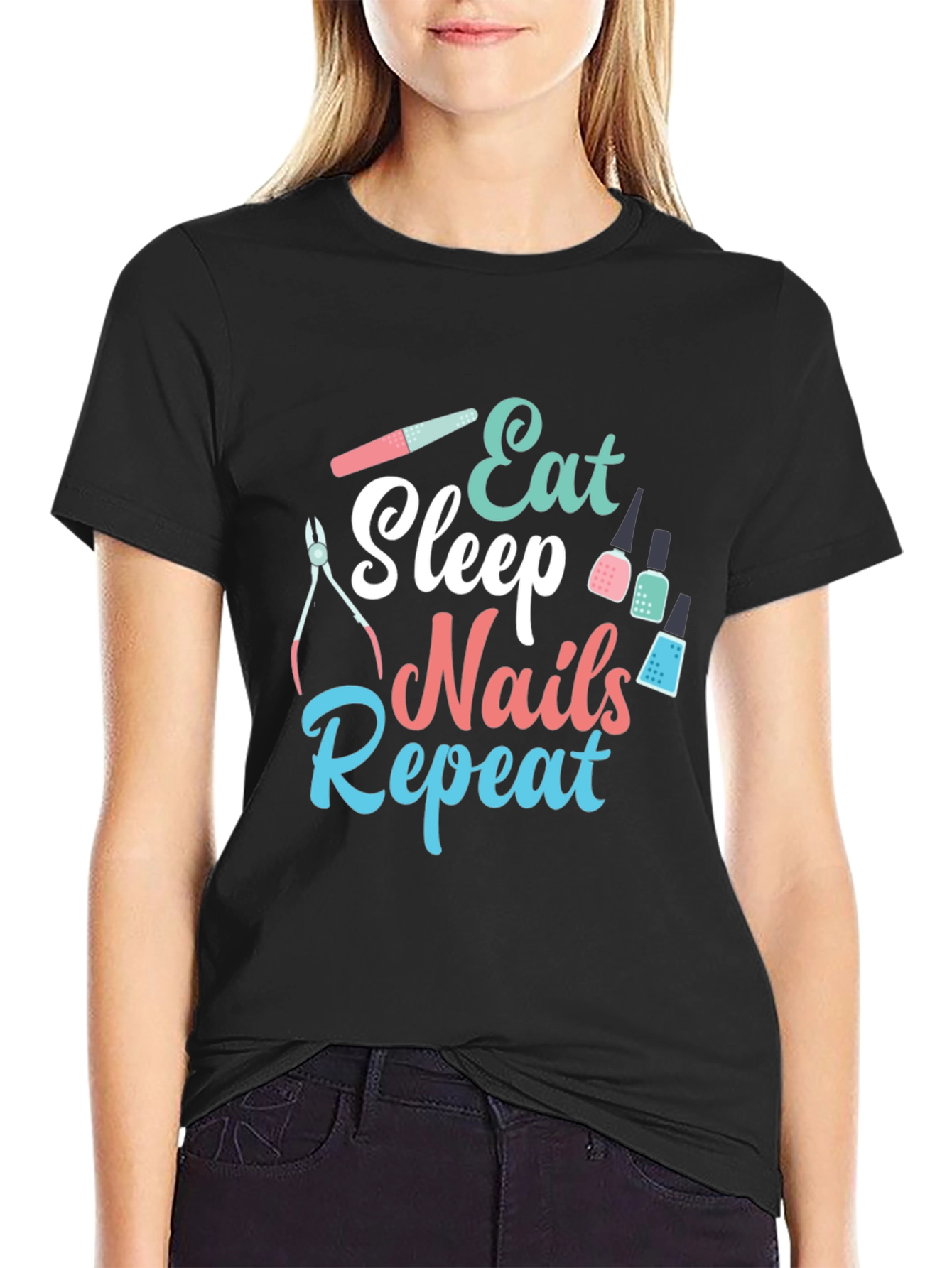 Eat Sleep Nails Repeat Graphic Tee