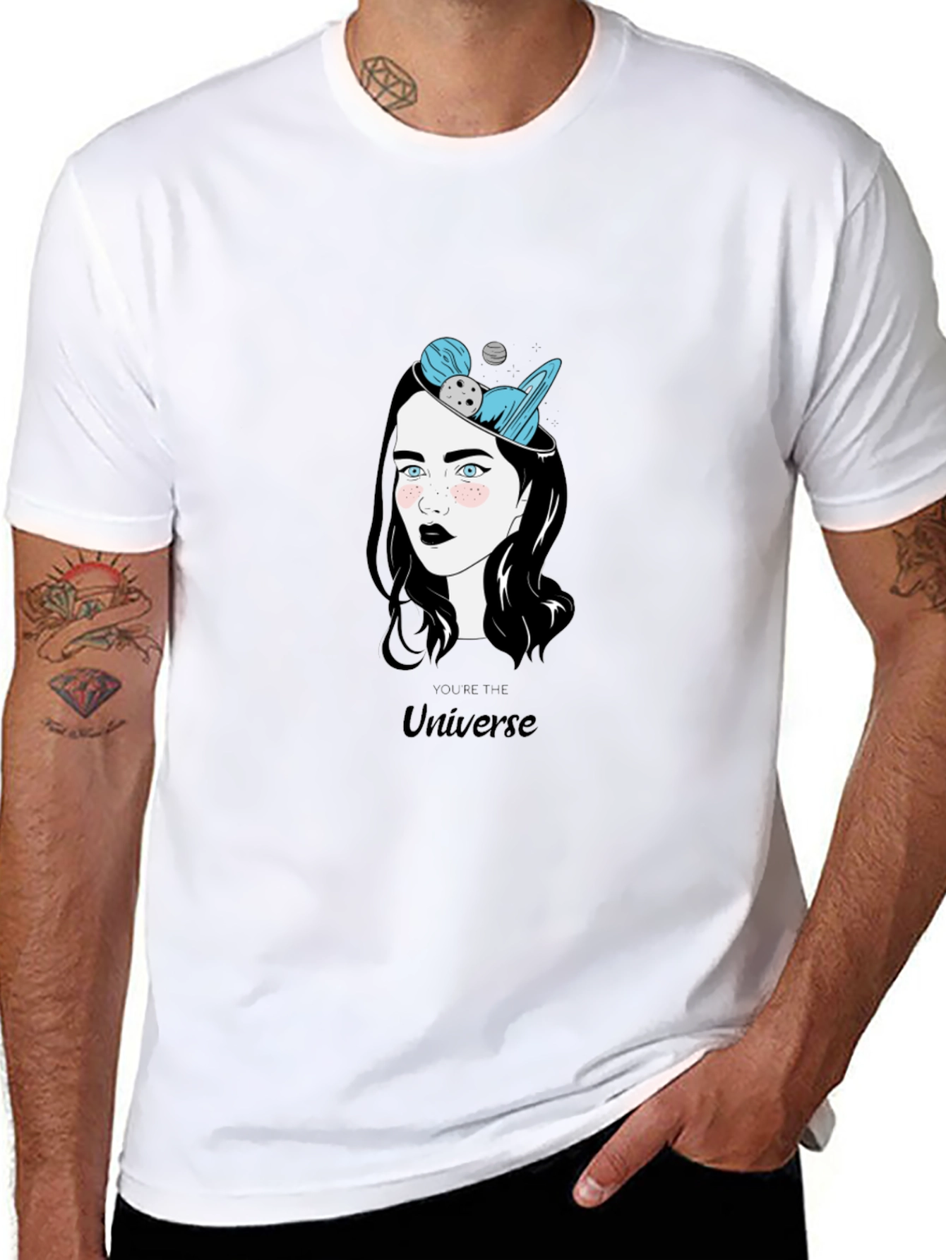 Universe Graphic Print Black T-Shirt