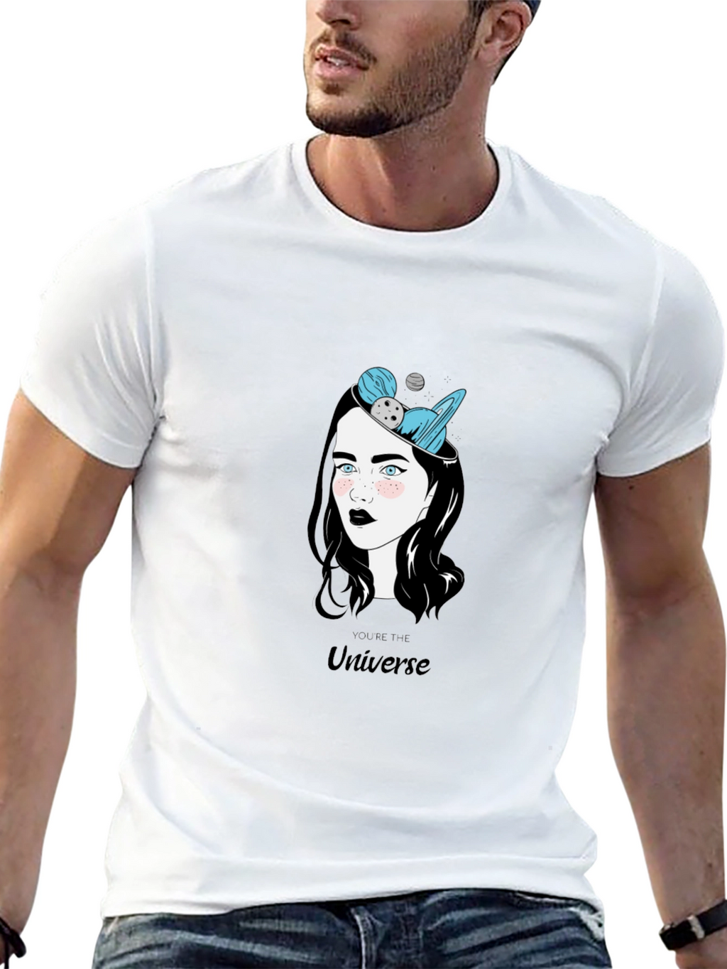 Universe Graphic Print Black T-Shirt
