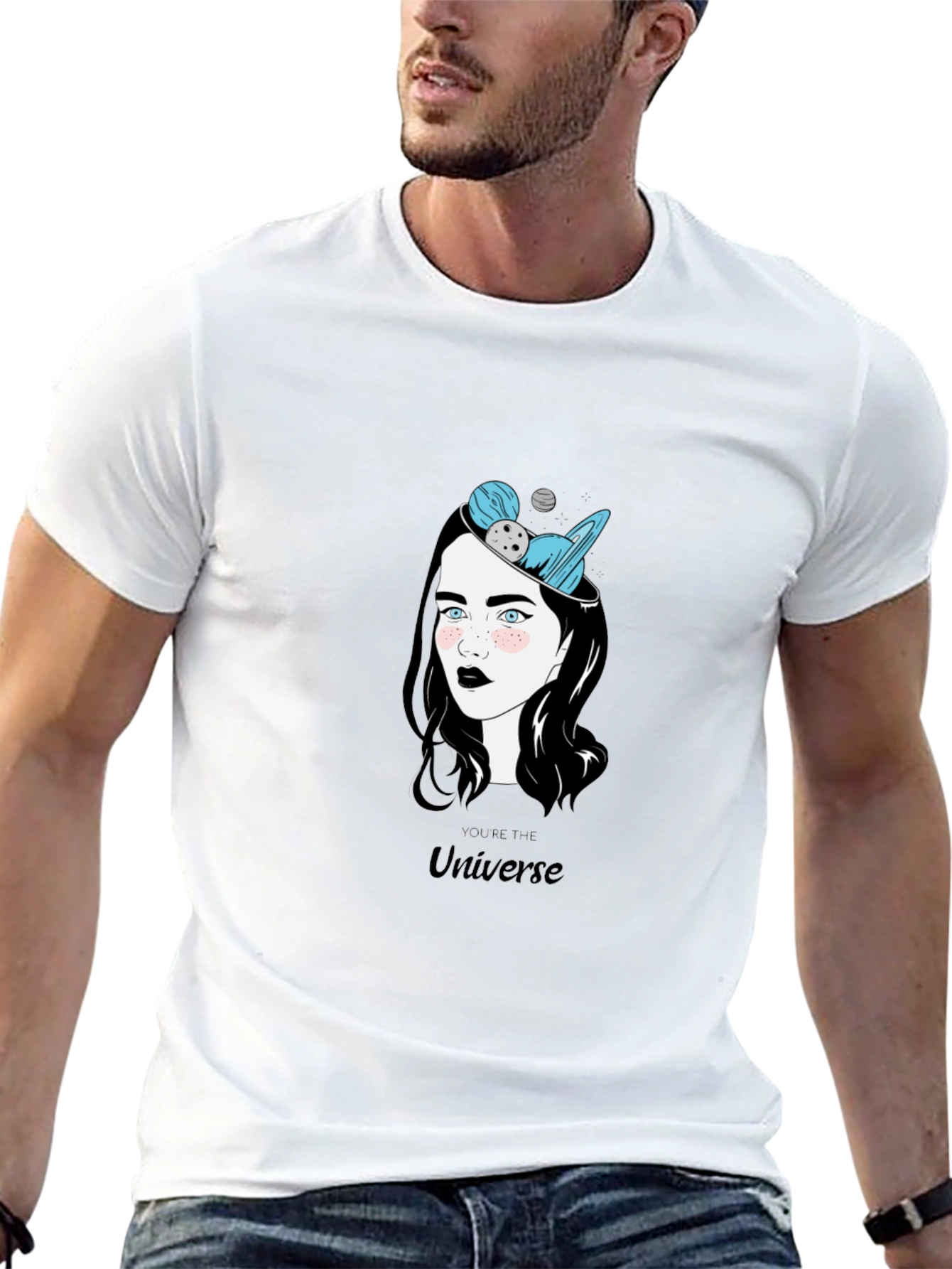 Universe Graphic Print Black T-Shirt