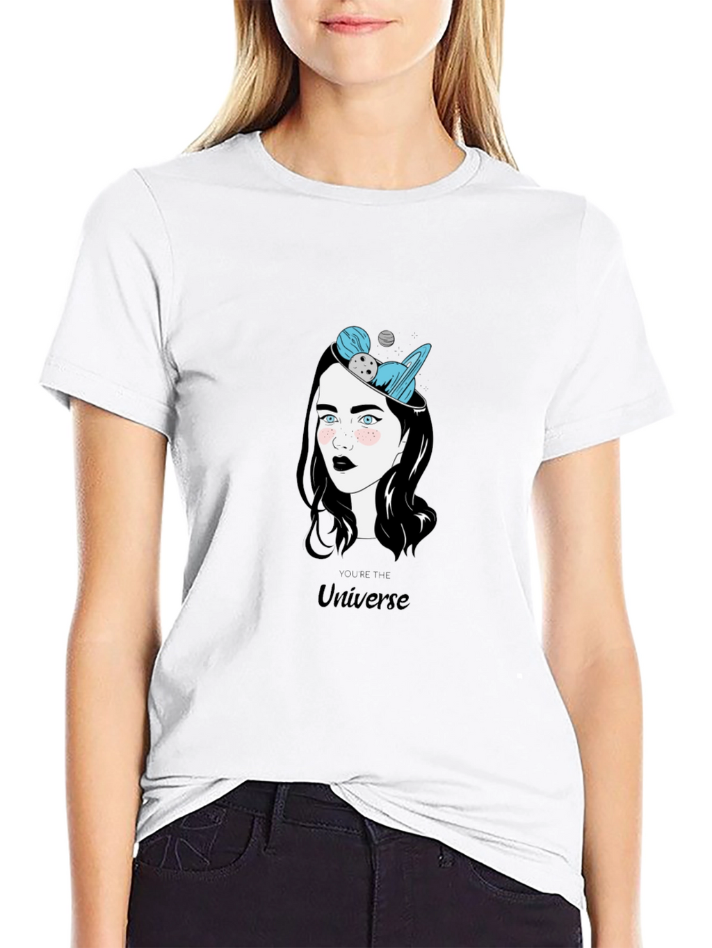 Universe Graphic Print Black T-Shirt