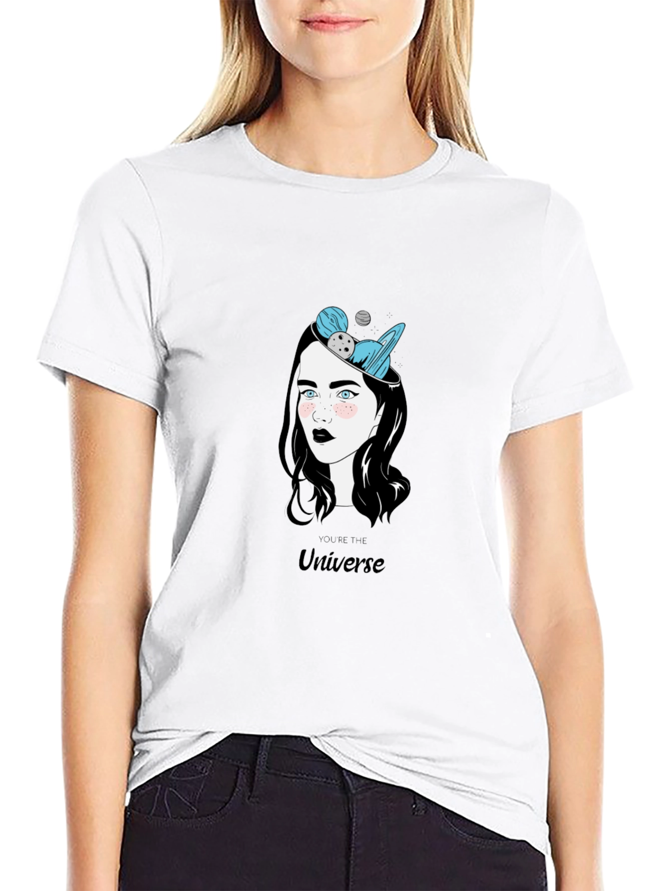 Universe Graphic Print Black T-Shirt