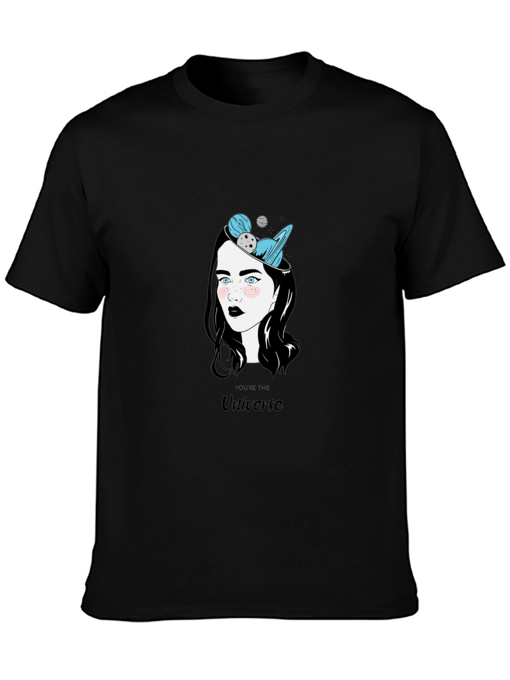 Universe Graphic Print Black T-Shirt