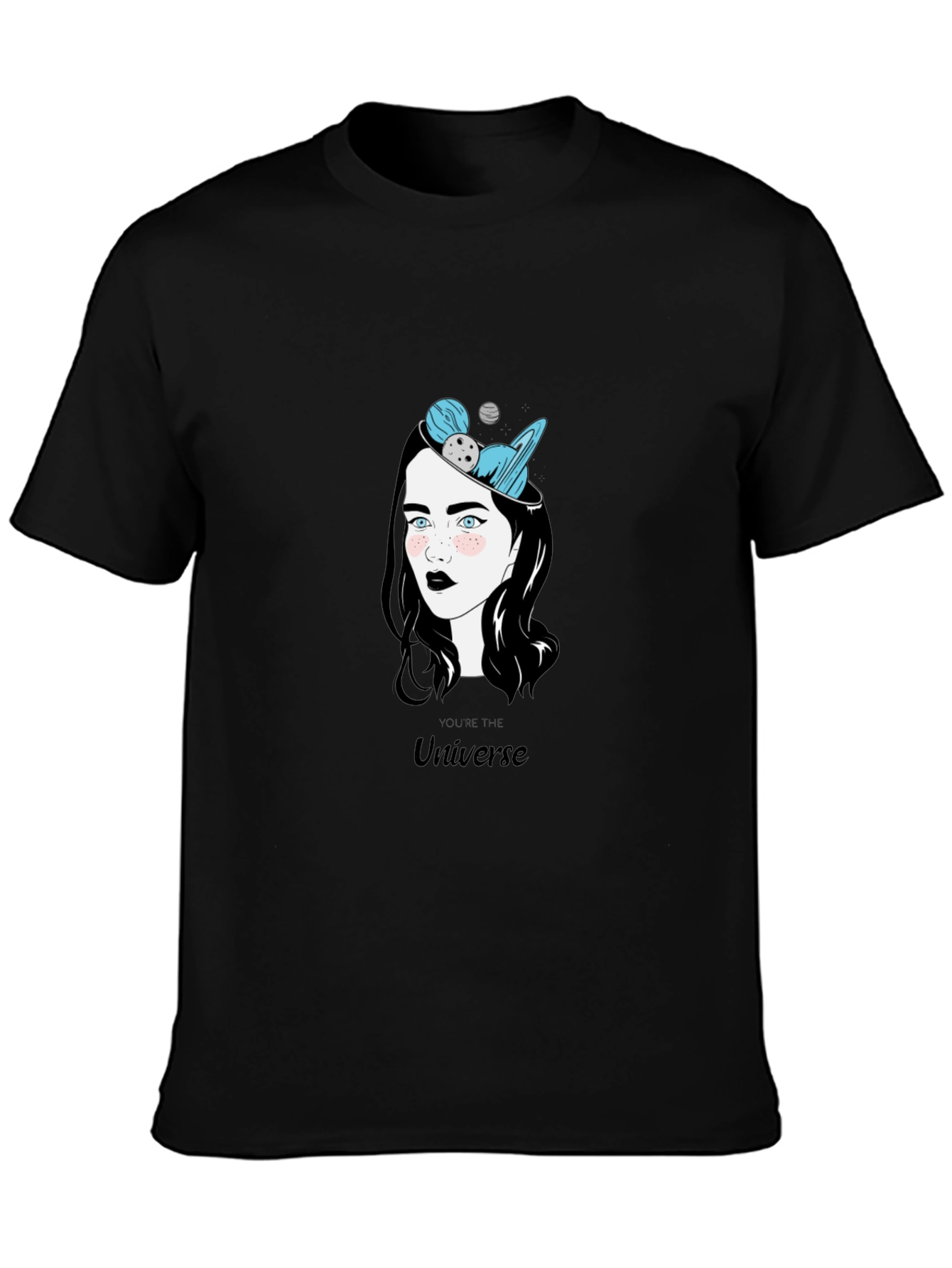 Universe Graphic Print Black T-Shirt