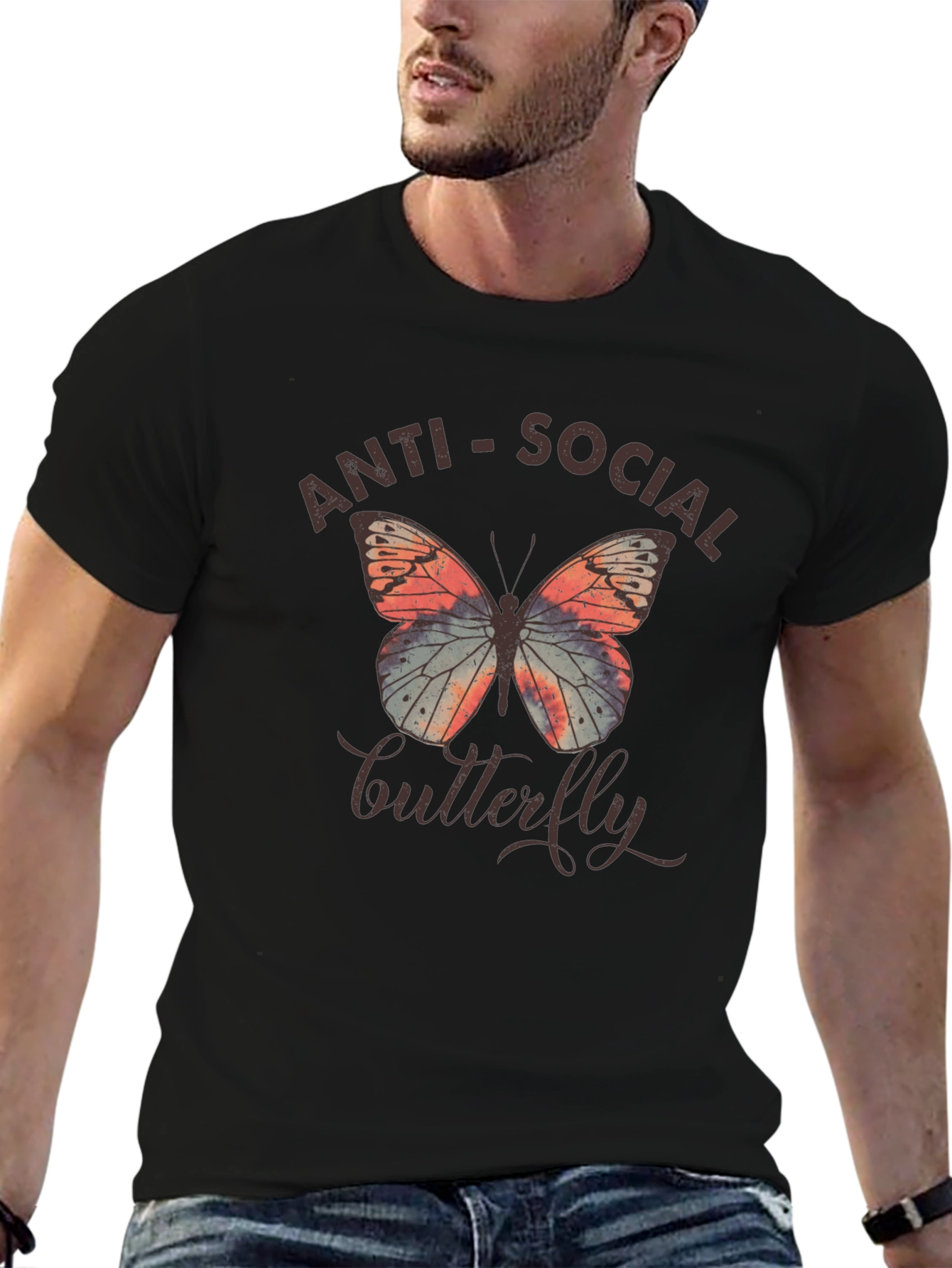 Anti-Social Butterfly Graphic T-Shirt