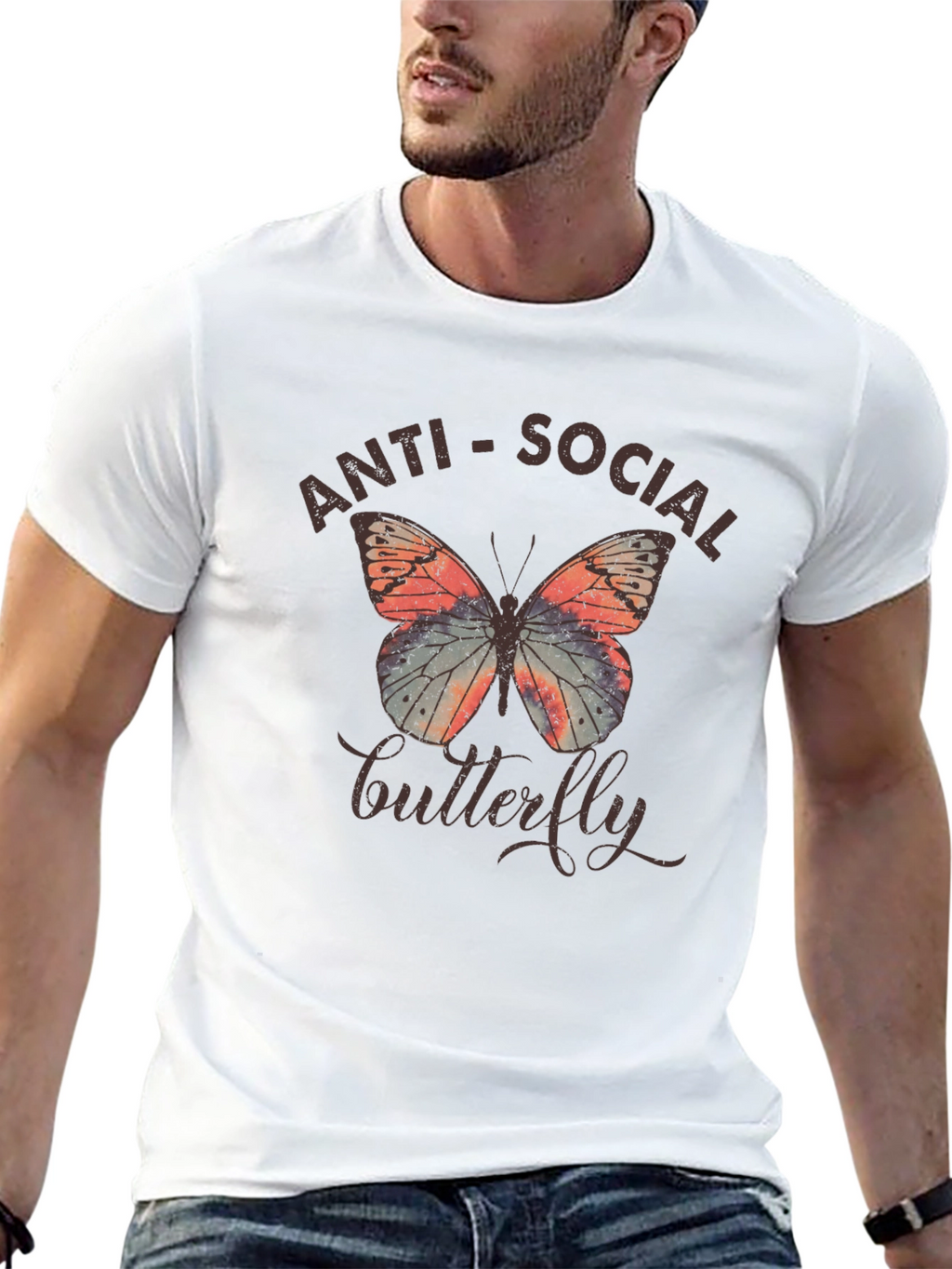 Anti-Social Butterfly Graphic T-Shirt