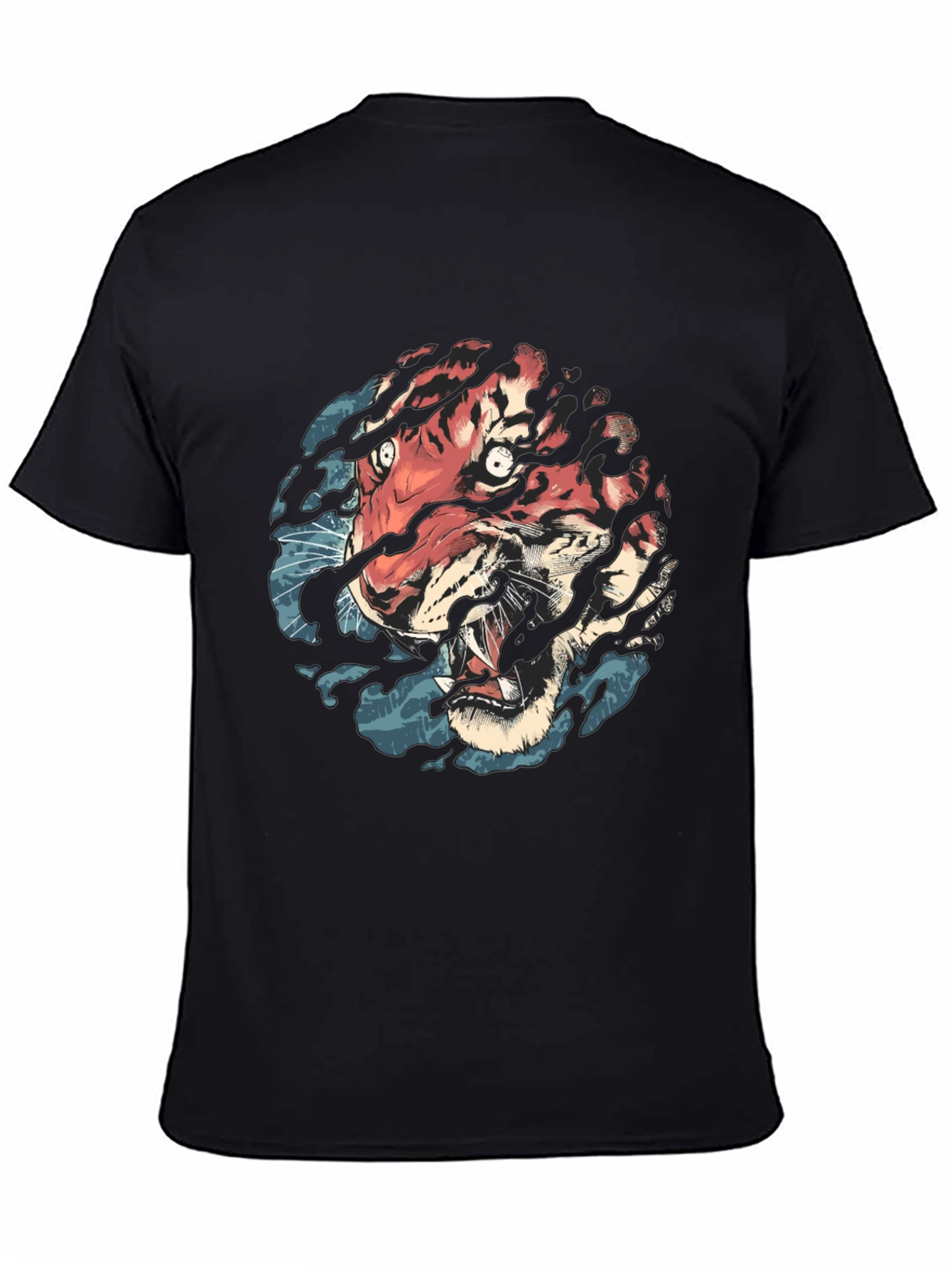 Tiger Graphic Print Crew Neck T-Shirt