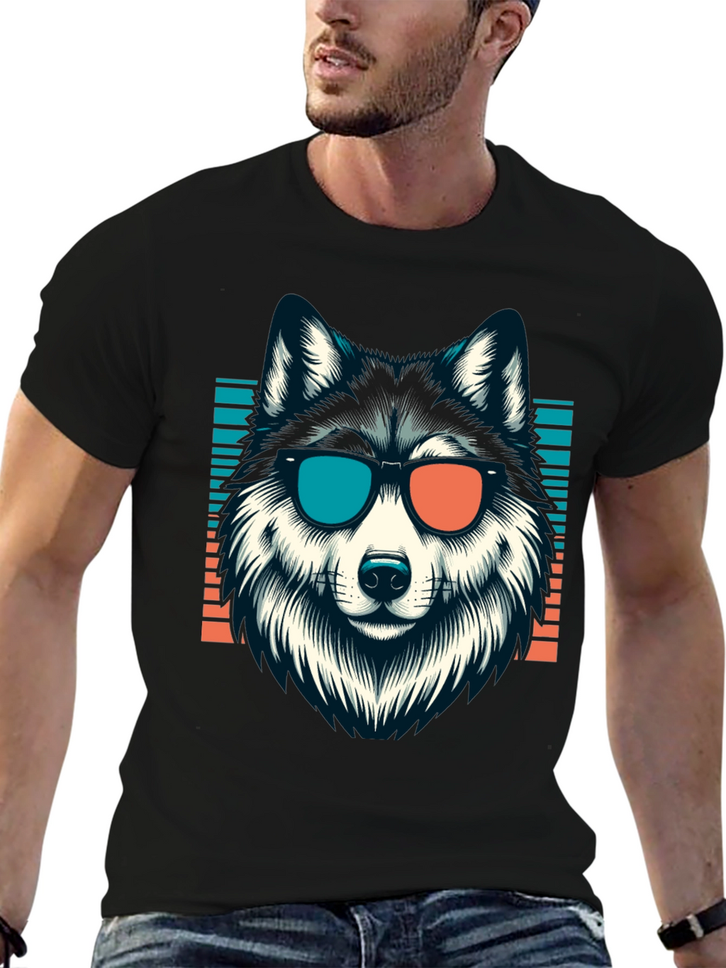 Cool Husky Graphic Tee - Retro Style
