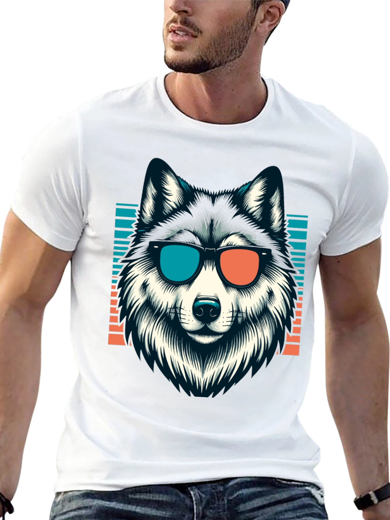 Cool Husky Graphic Tee - Retro Style