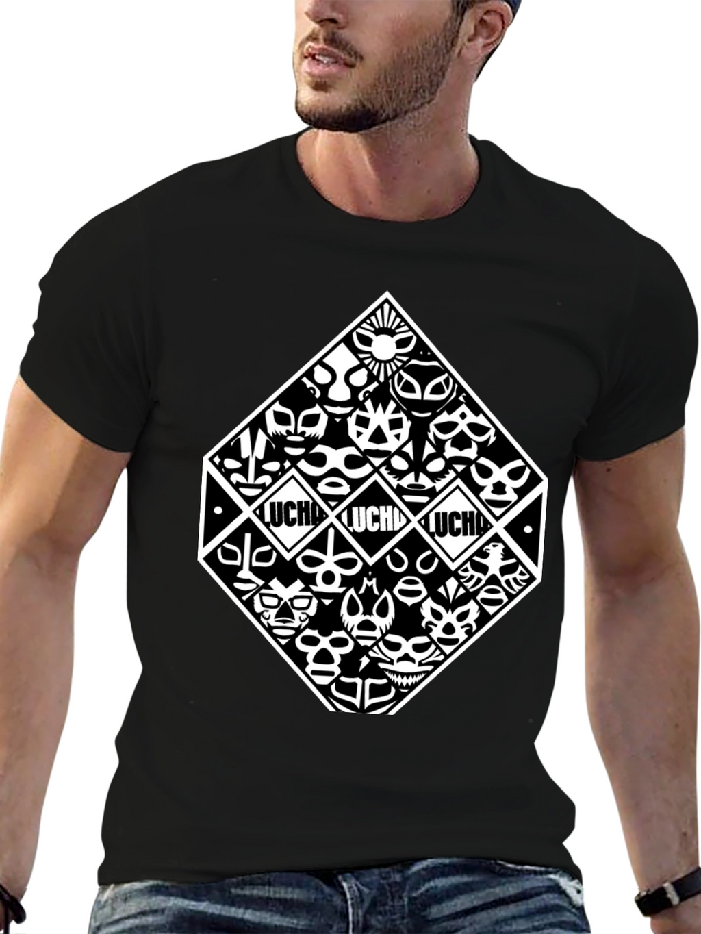Lucha Libre Masks Black T-Shirt