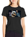 Yorkie Dog Graphic Black T-Shirt