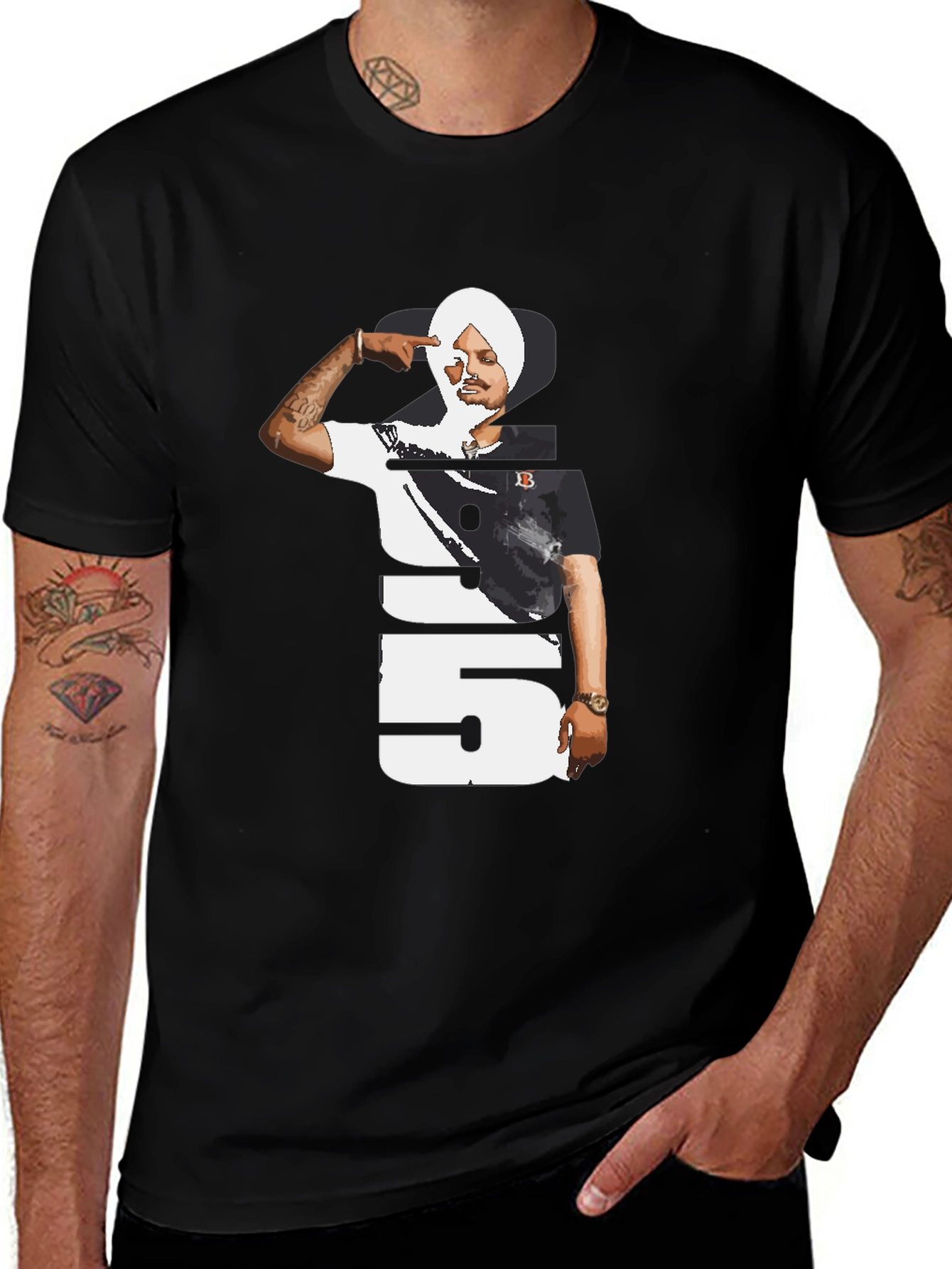 Sidhu Moose Wala 295 Black T-Shirt