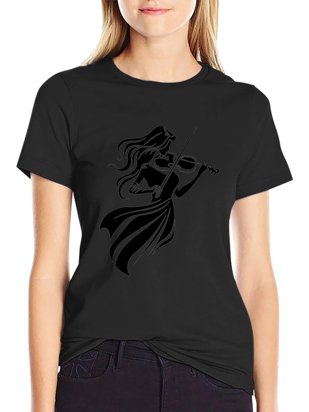 Violin Player Graphic Black T-Shirt